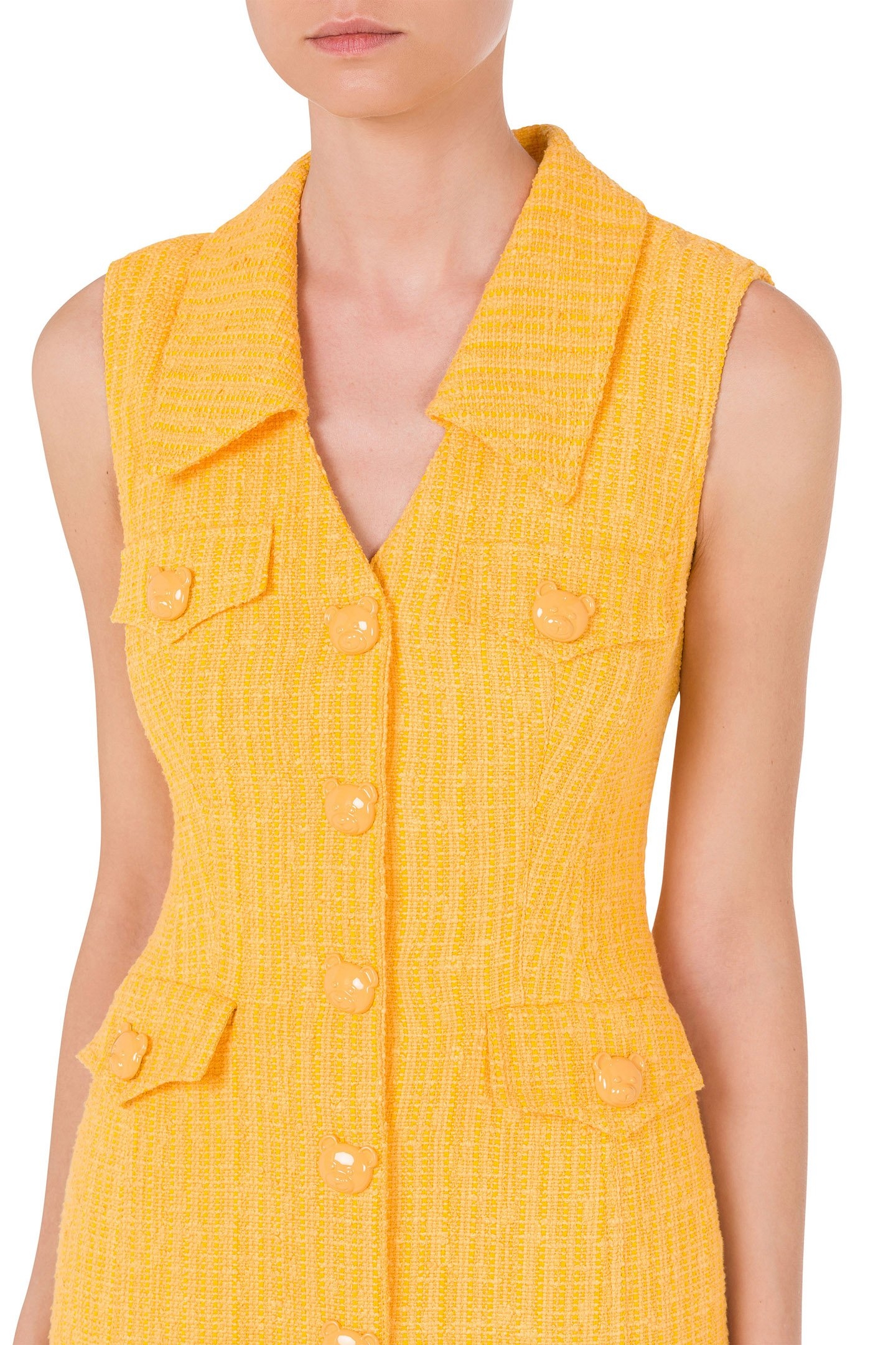 TEDDY BUTTONS TWEED DRESS YELLOW 4