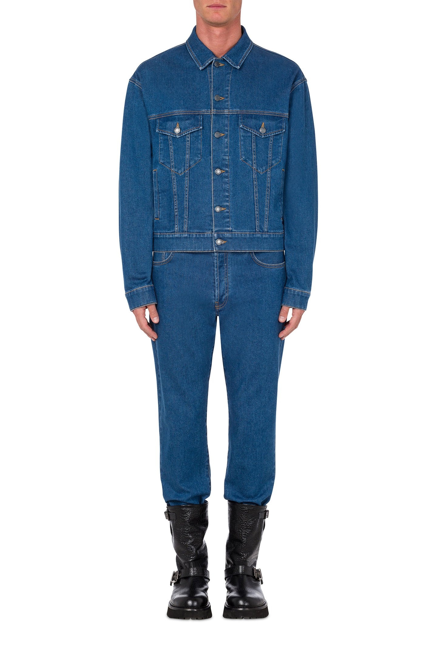 TEDDY PATCH STRETCH DENIM JACKET BLUE 1