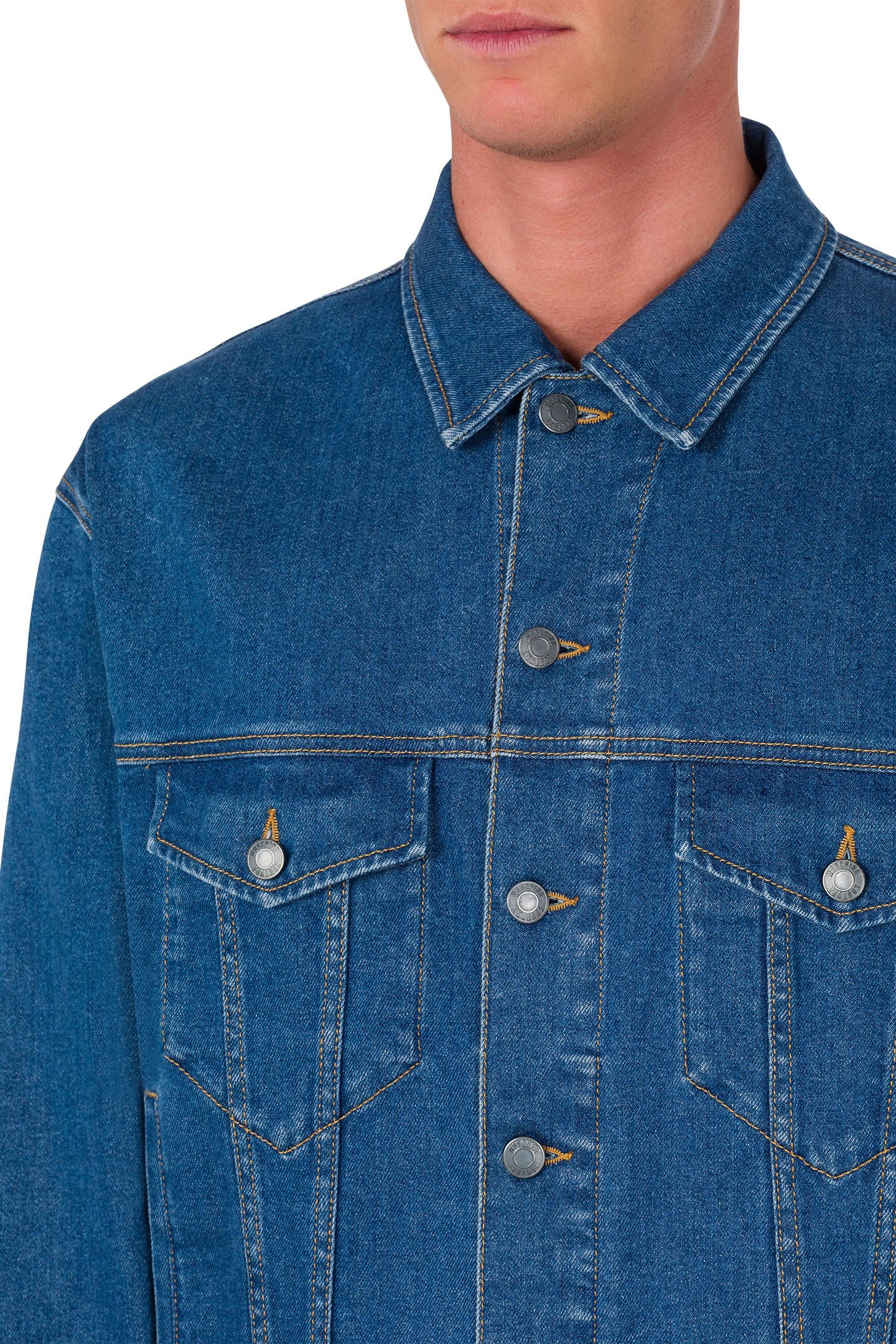 TEDDY PATCH STRETCH DENIM JACKET BLUE 4