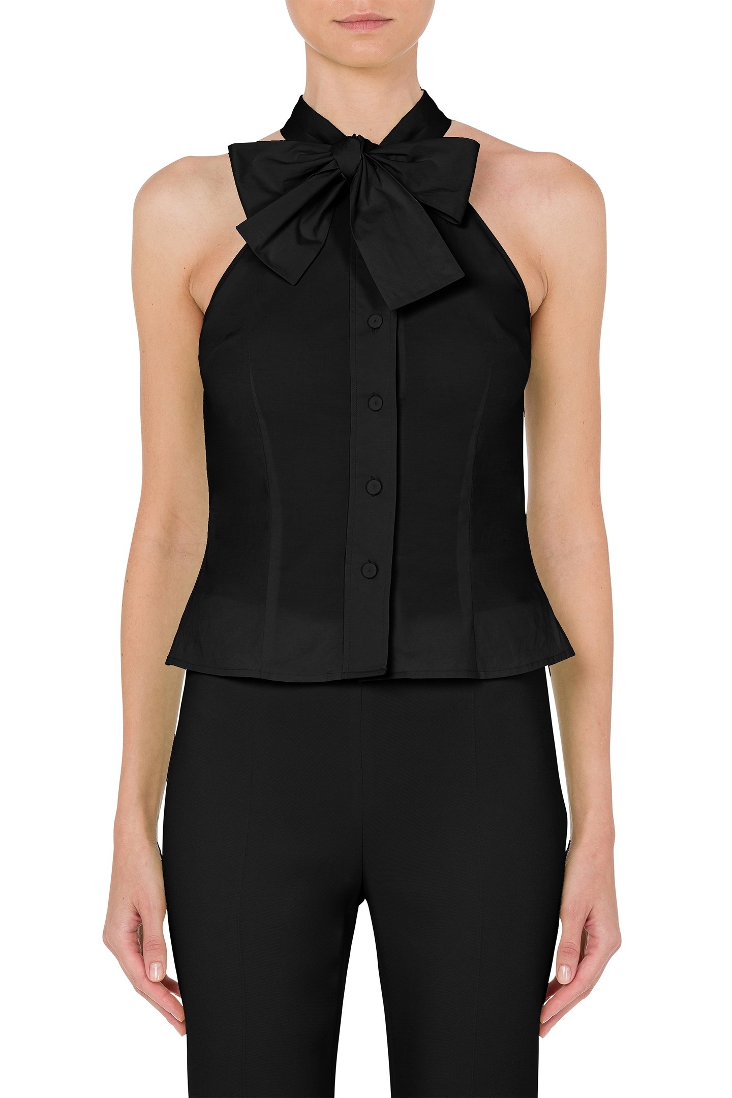 60'S STRETCH COTTON POPLIN TOP BLACK 1