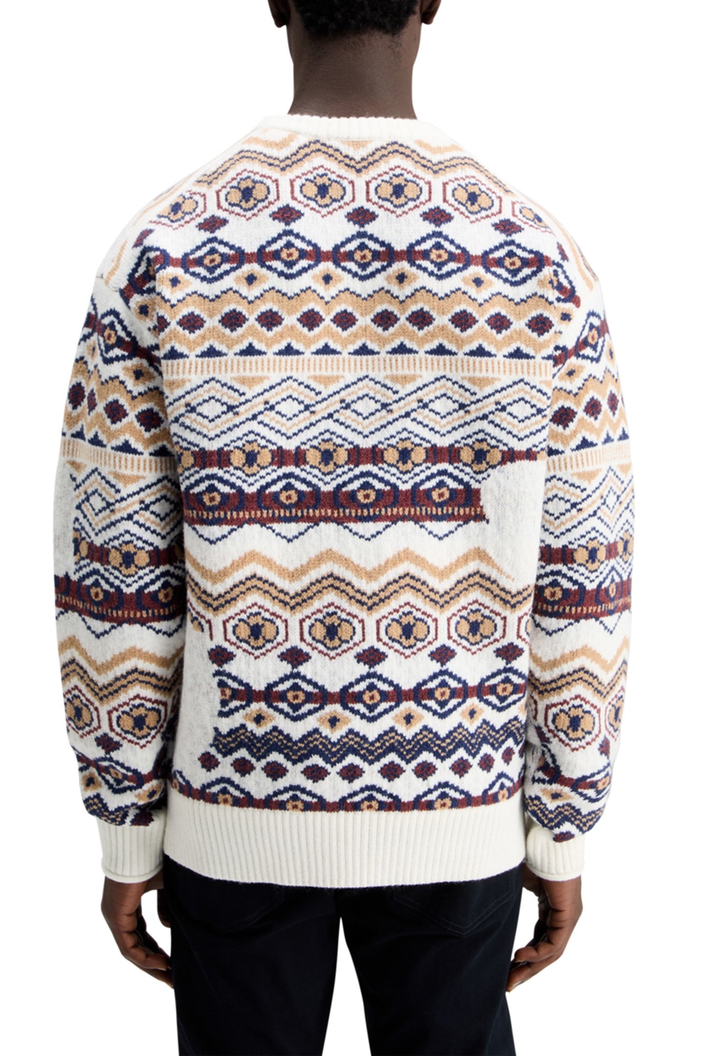 DROPPED SHOULDER JACQUARD ALL OVER FAIRISLE DISTORTED AOP 2