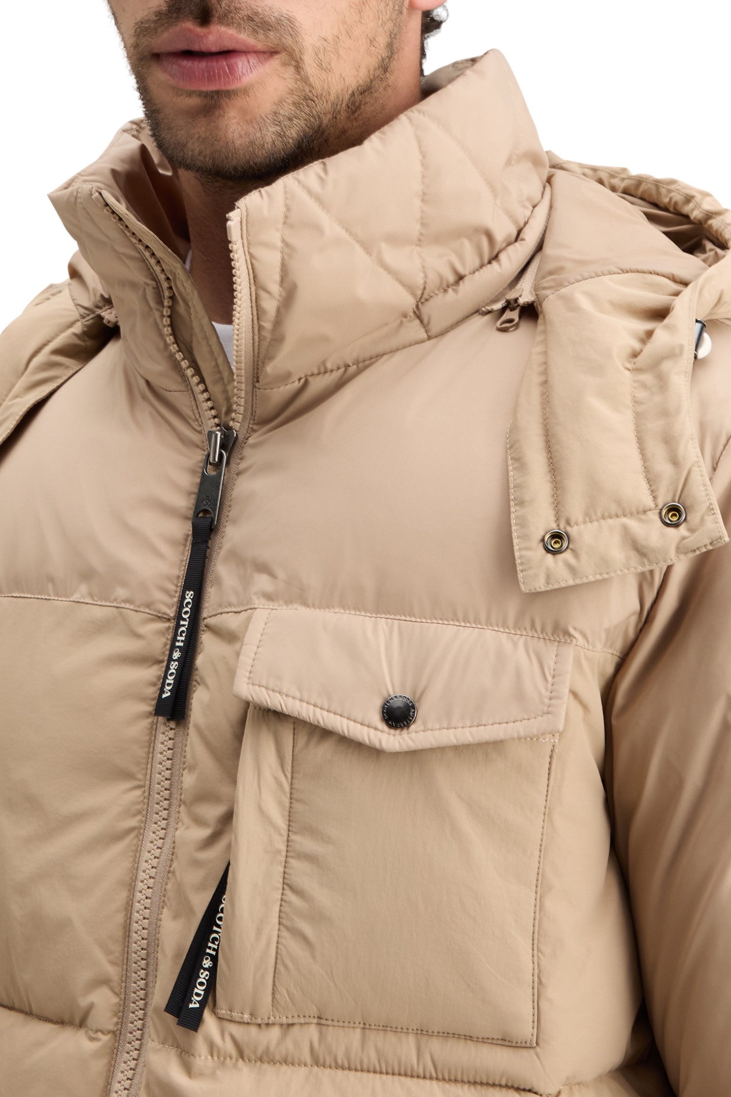 HOODED PUFFER JACKET MOCHA 8