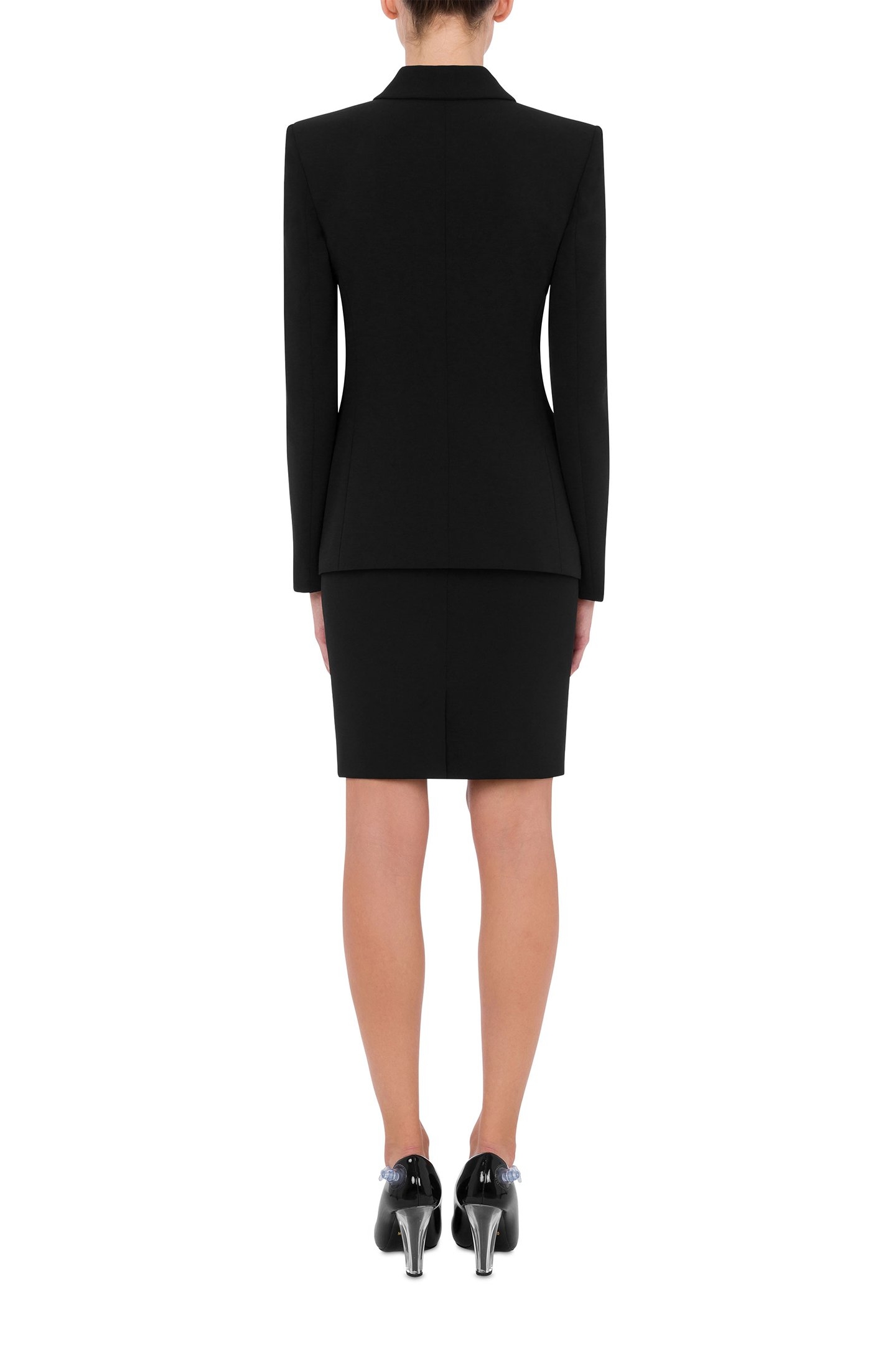 RED QUESTION MARKS CREPE JACKET BLACK 2