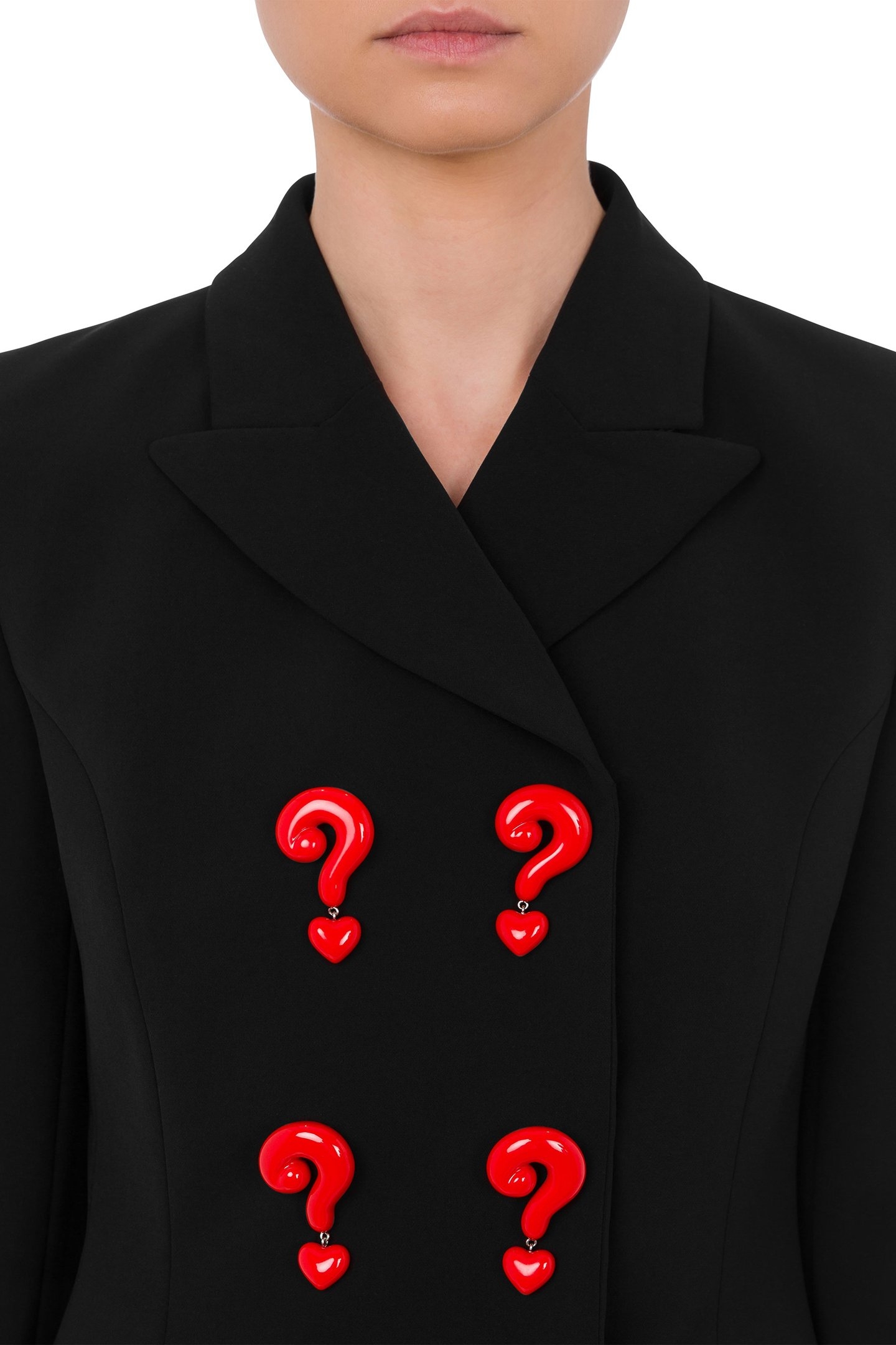 RED QUESTION MARKS CREPE JACKET BLACK 4