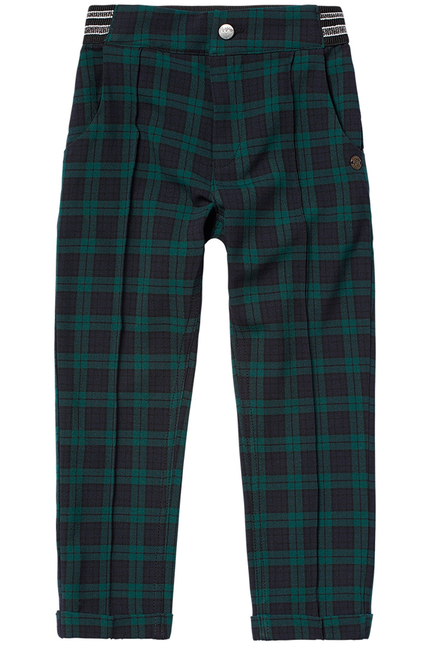 GIRL'S SAKINE PANTS BLACK GREEN CHECK 1