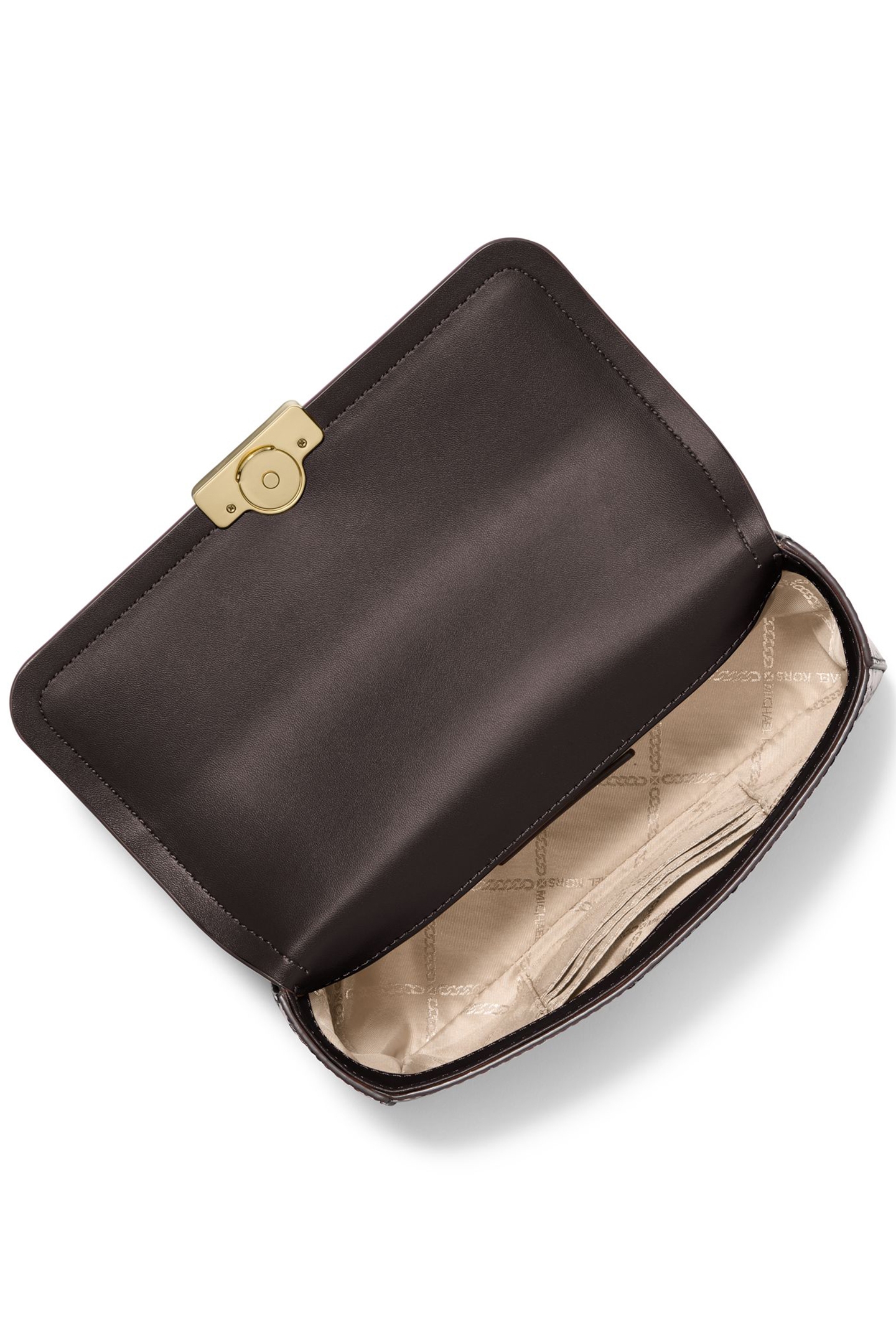 CHAIN STRAP CROC SHOULDER BAG IN CHOCOLATE BROWN 3