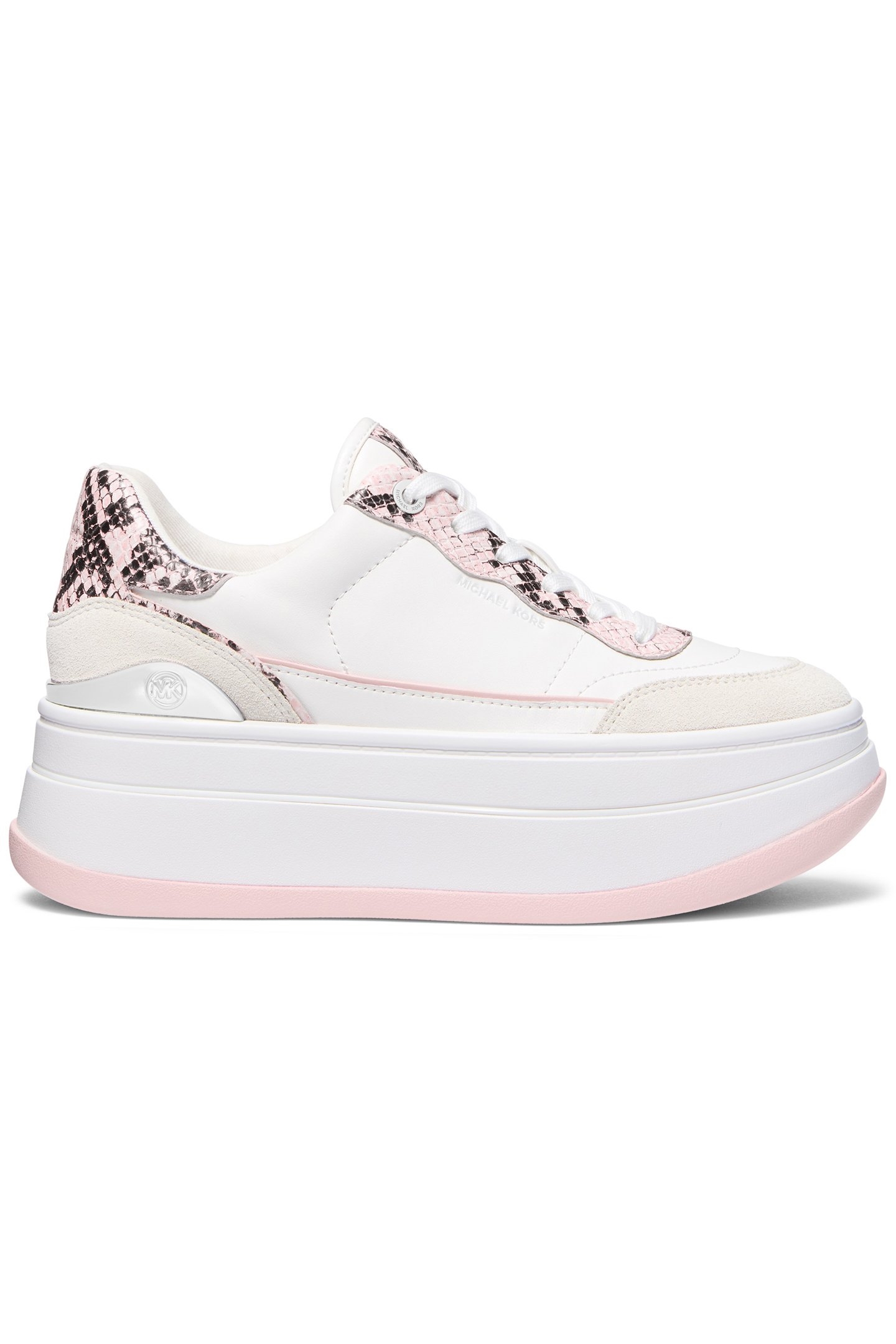 HAYES LACE UP TRAINER IN WHITE AND PINK 1