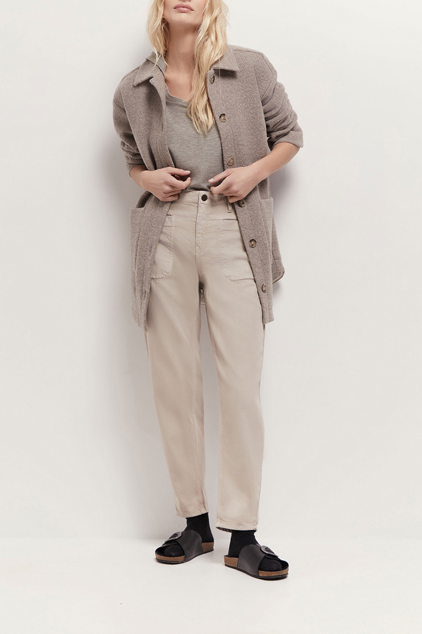 DANNY - MID-LENGTH SAND COAT IN BOILED WOOL 3