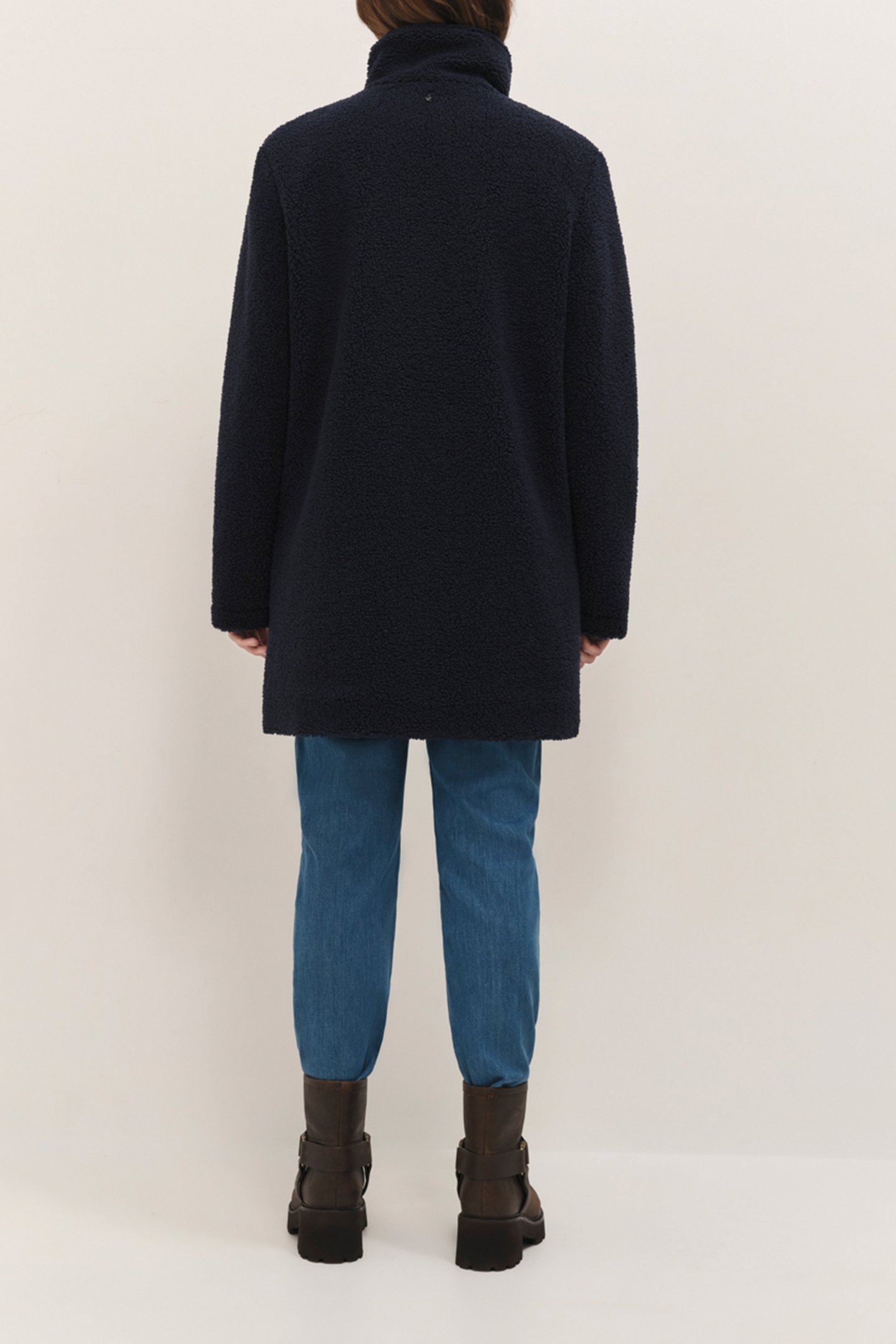 DIANA - NAVY SHERPA BOUCLETTE MID-LENGTH COAT 4