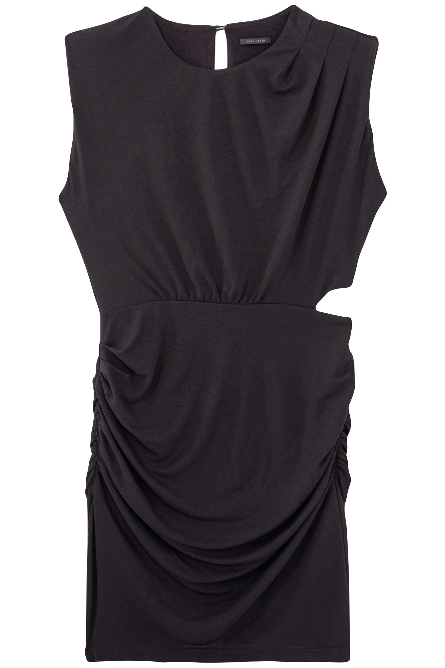 BLACK DRAPED DRESS WITH ASYMMETRICAL CUT-OUT 4