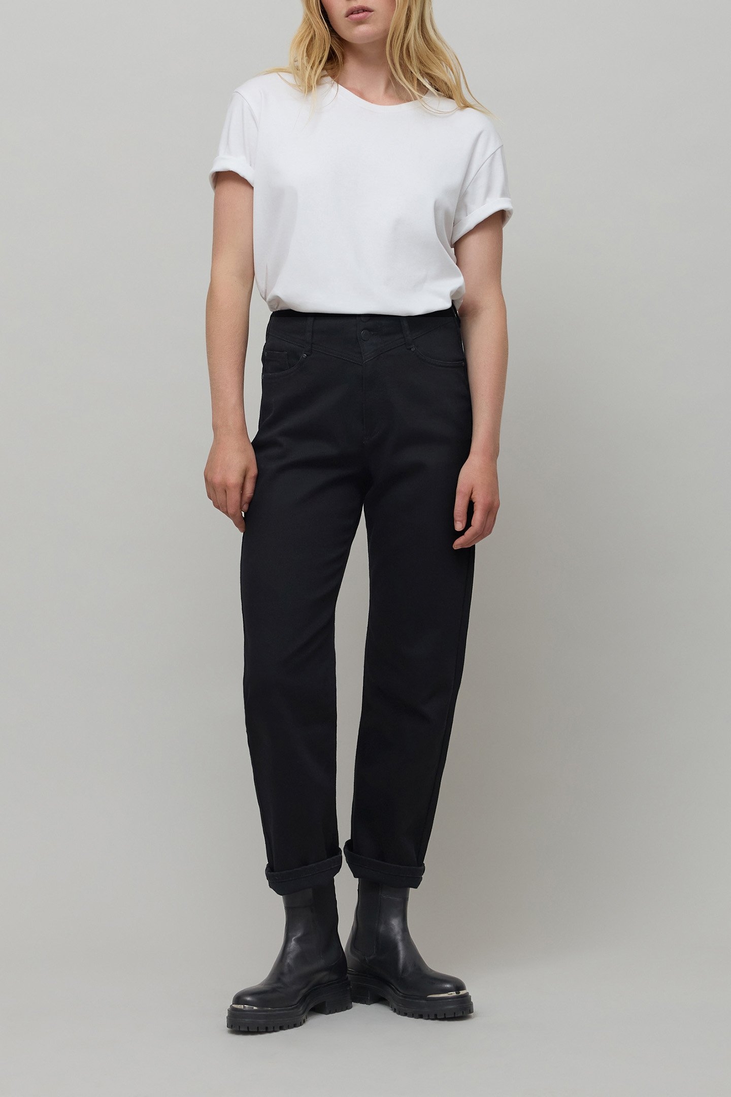 SLOUCHY BLACK COTTON CROPPED DENIM JEANS 3