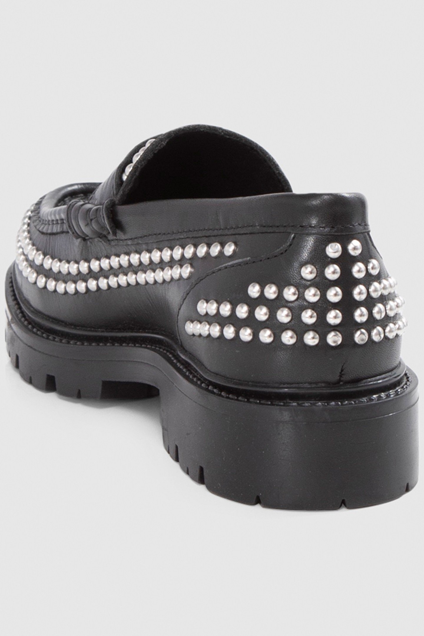 BLACK LEATHER LOAFERS WITH STUD DECORATION 3