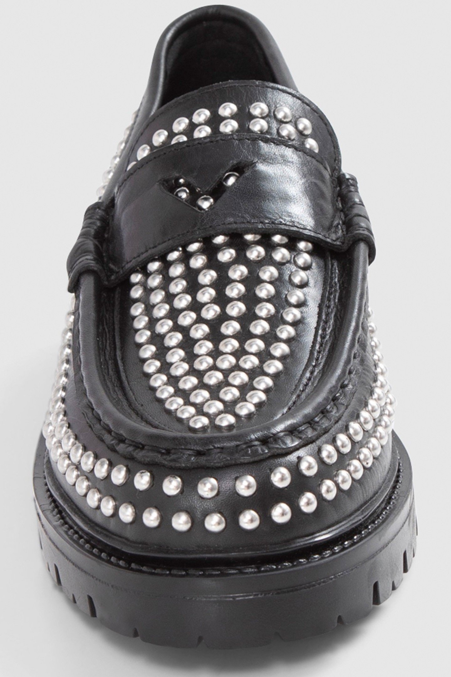 BLACK LEATHER LOAFERS WITH STUD DECORATION 4