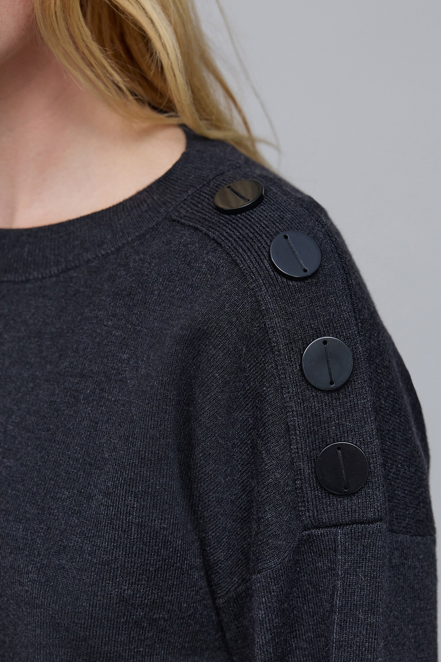 GREY KNIT SWEATER WITH SHOULDER BUTTONS 5