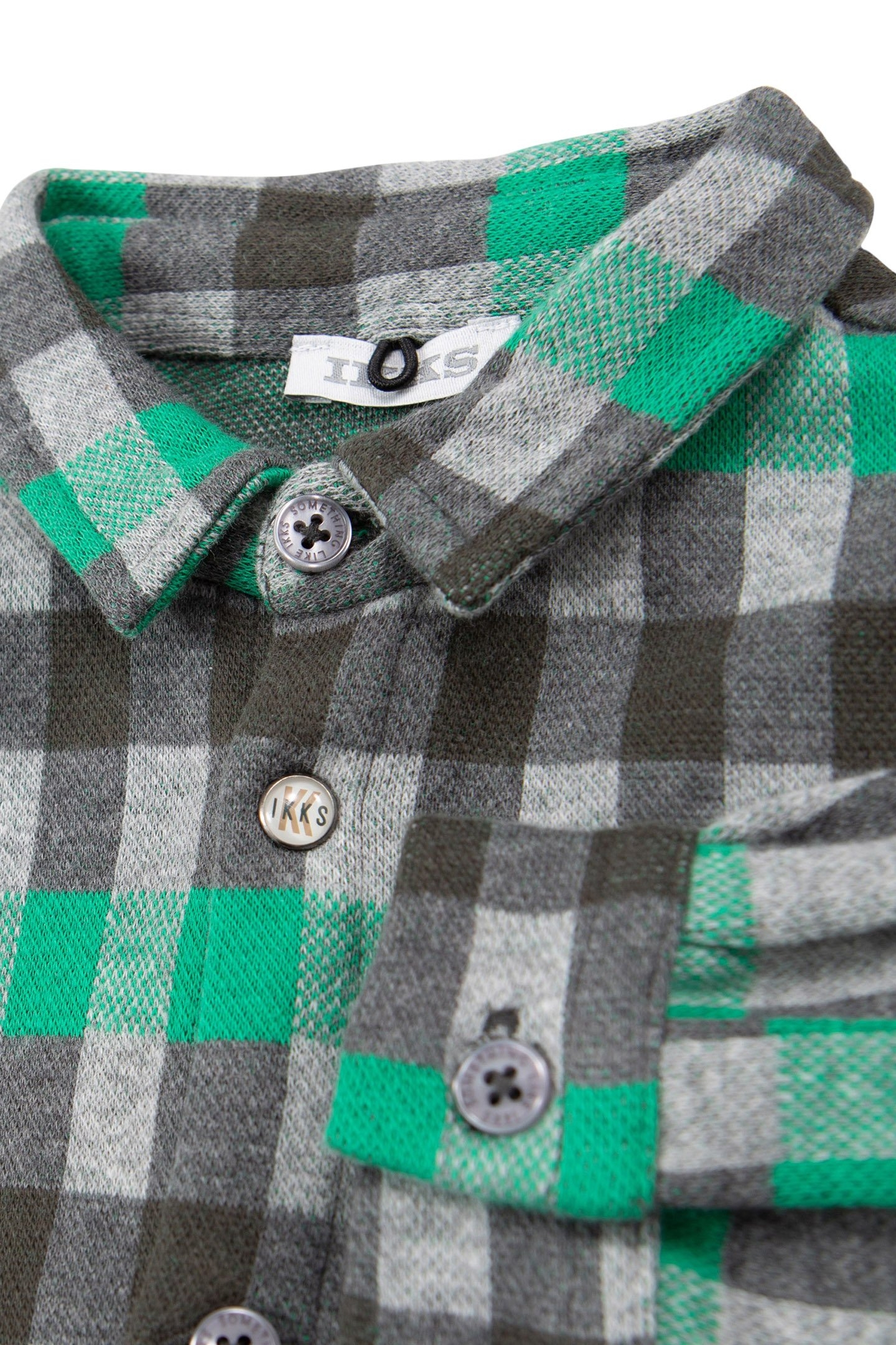 BABY BOY GREY SHIRT WITH GREEN CHECK PATTERN 6
