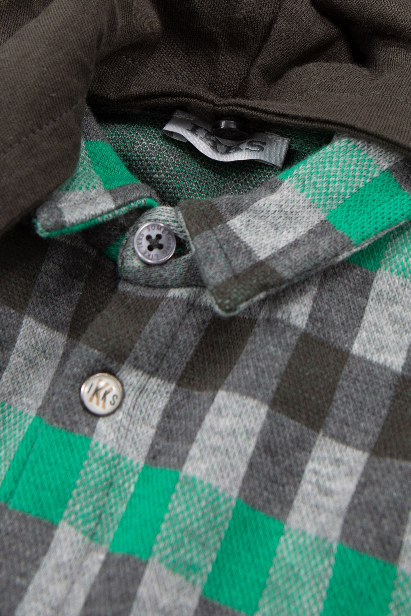 BABY BOY GREY SHIRT WITH GREEN CHECK PATTERN 7
