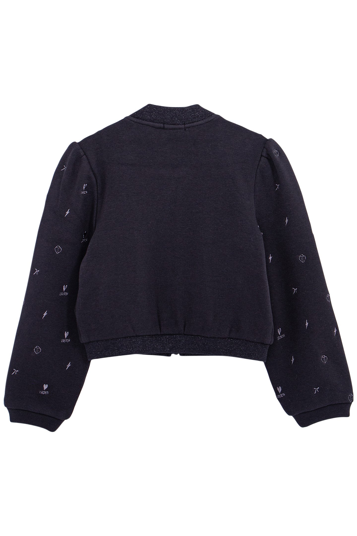 GIRL'S BLACK FLEECE BOMBER CARDIGAN 2