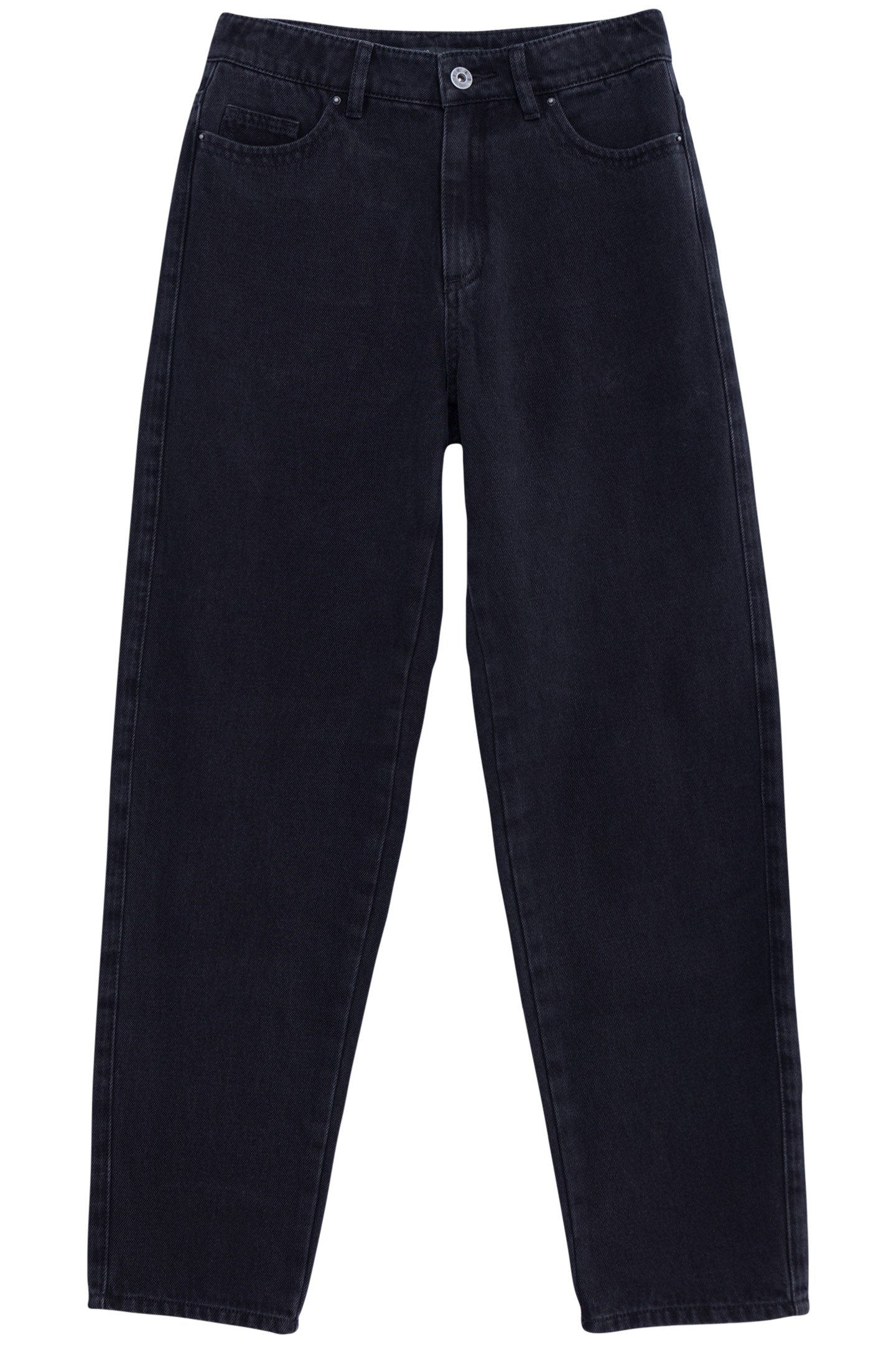 GIRL'S BLACK WATERLESS GAUCHO JEANS, WHITE TOPSTITCHING 1