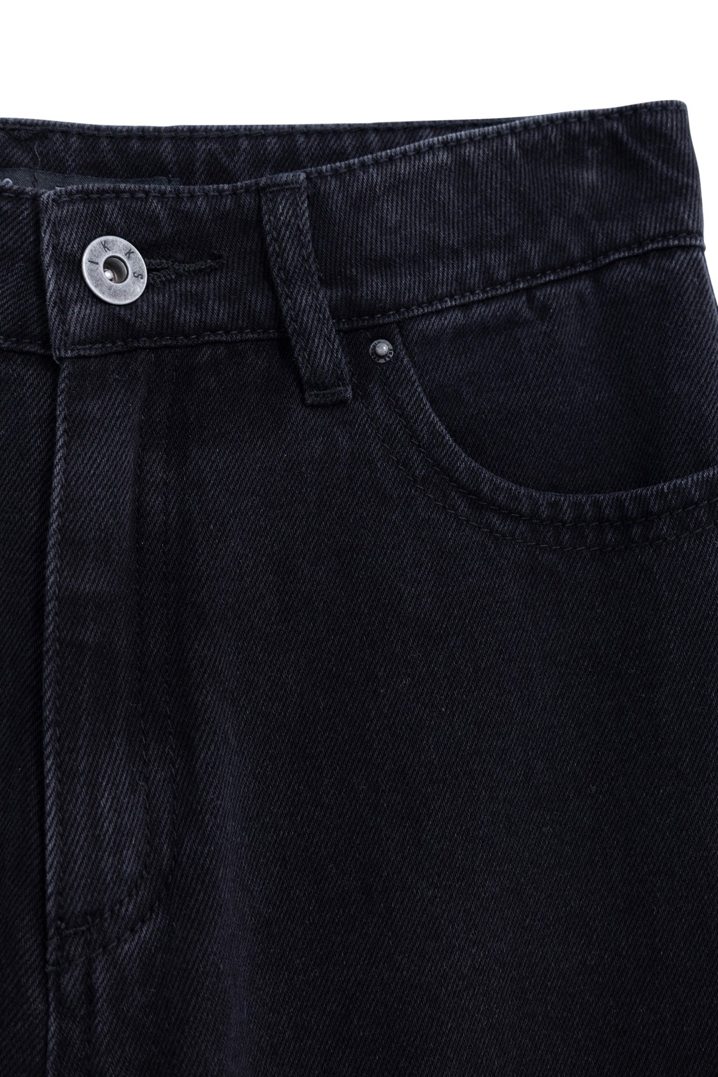 GIRL'S BLACK WATERLESS GAUCHO JEANS, WHITE TOPSTITCHING 3