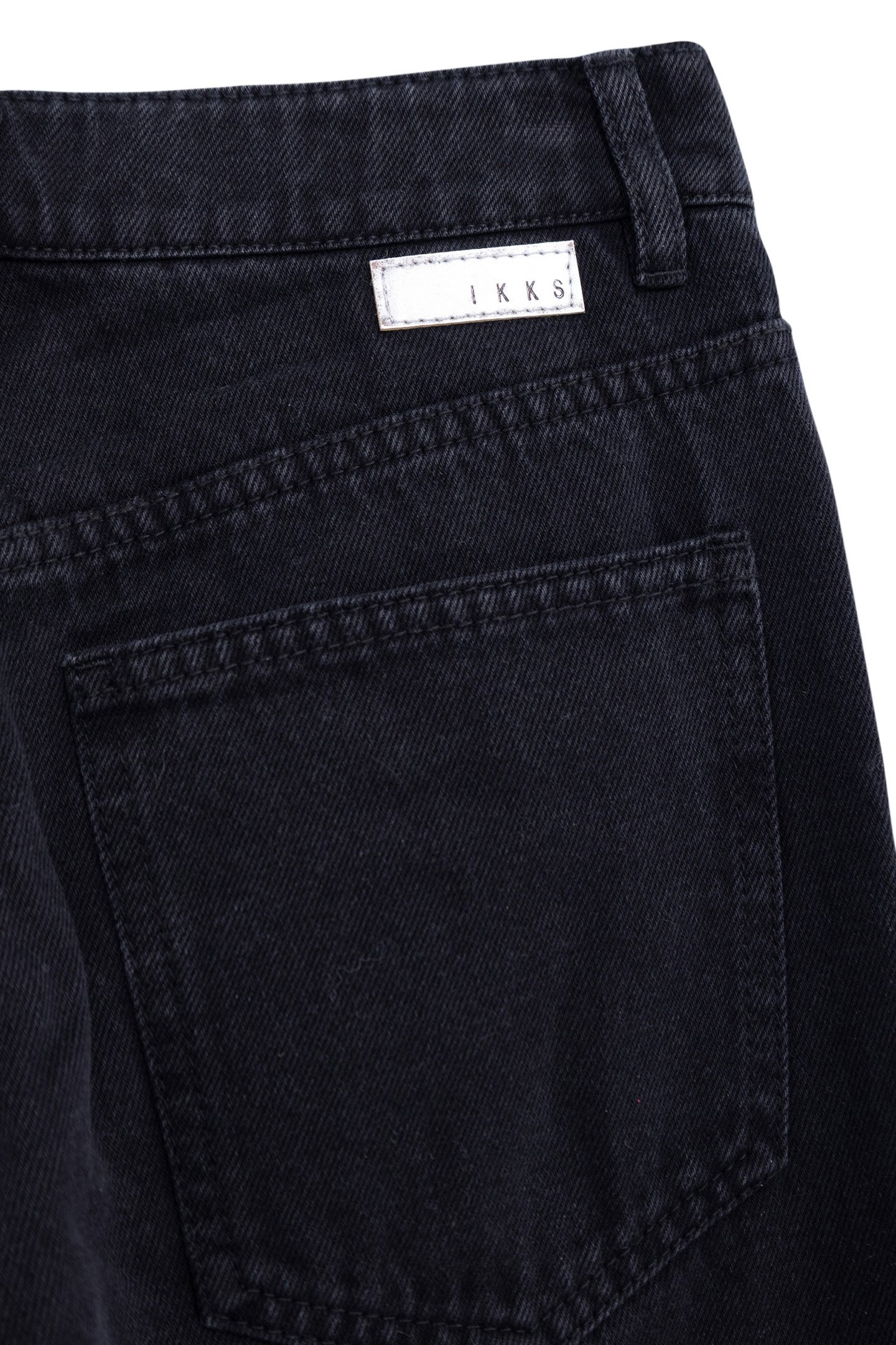 GIRL'S BLACK WATERLESS GAUCHO JEANS, WHITE TOPSTITCHING 4