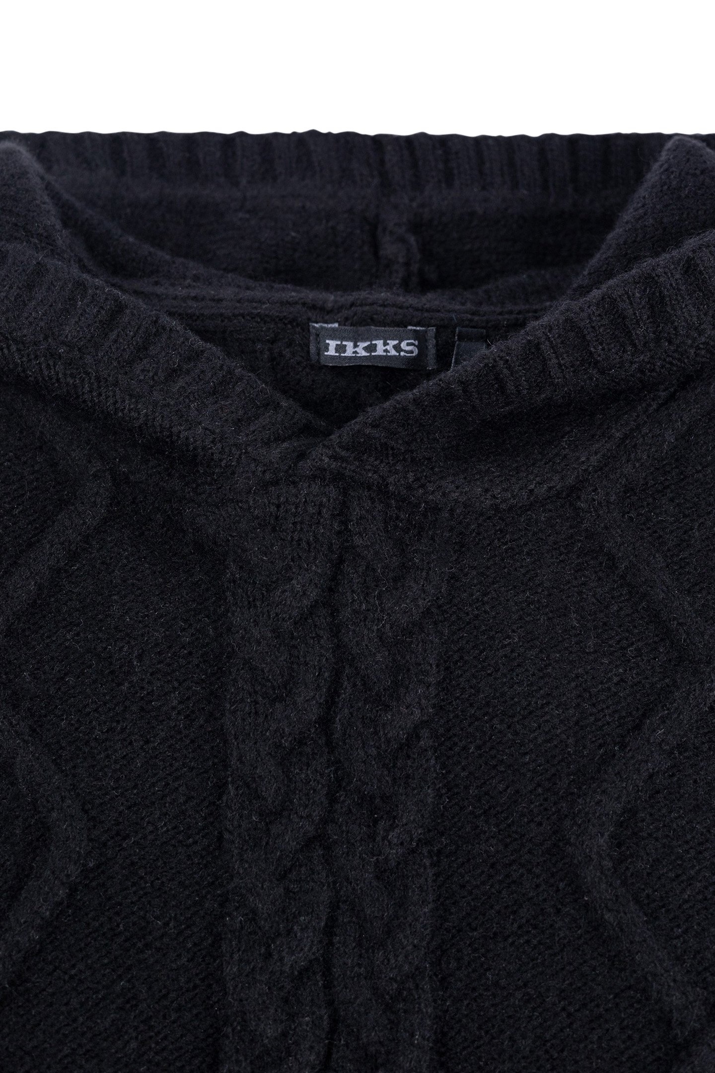 GIRL'S BLACK CABLE-KNIT HOODED SWEATER 3