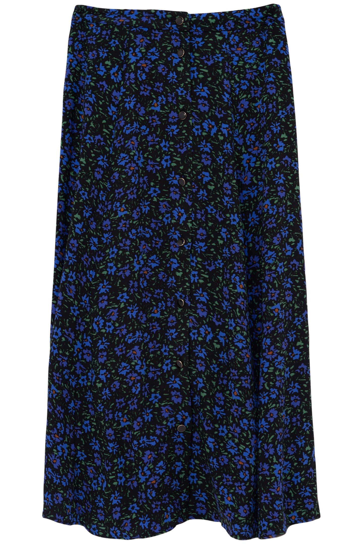 BLACK MIDI SKIRT WITH WINTER FLOWERS PRINT 3