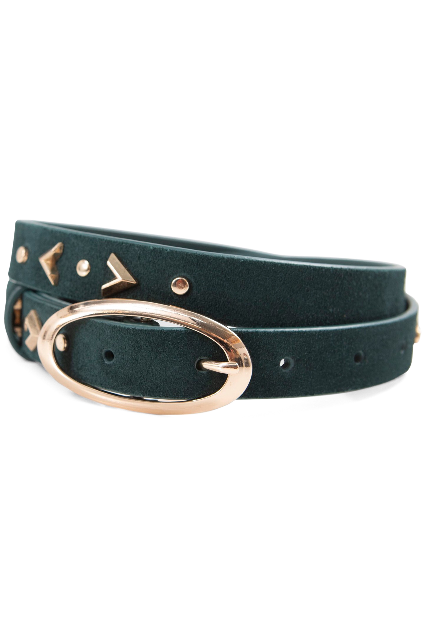 NIGHT GREEN STUDDED SUEDE BELT 3