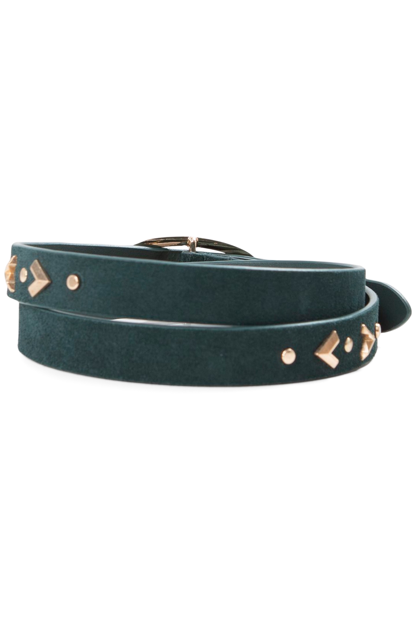 NIGHT GREEN STUDDED SUEDE BELT 2