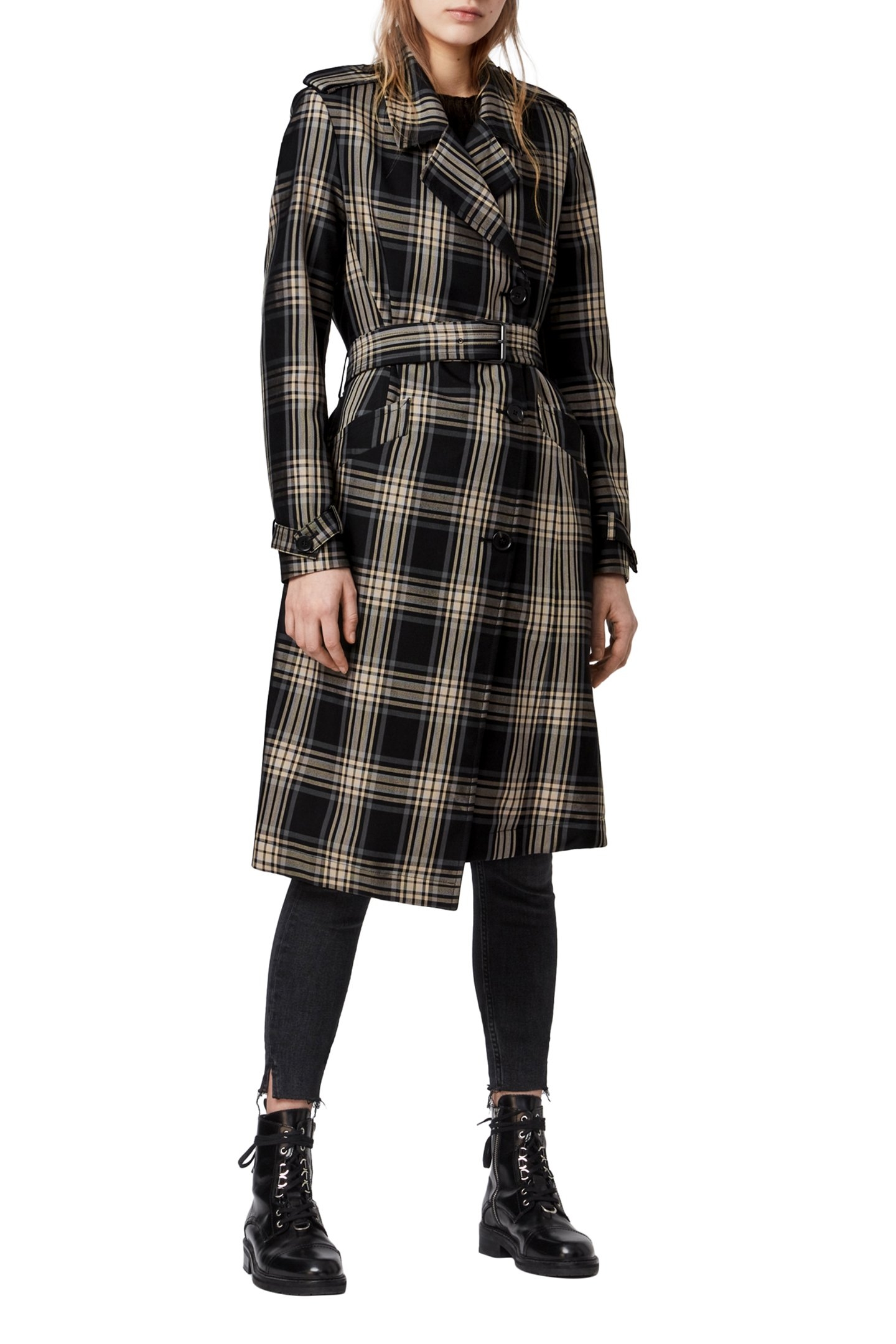 CHIARA CHECK TRENCH BLACK/CHALK WHITE 1