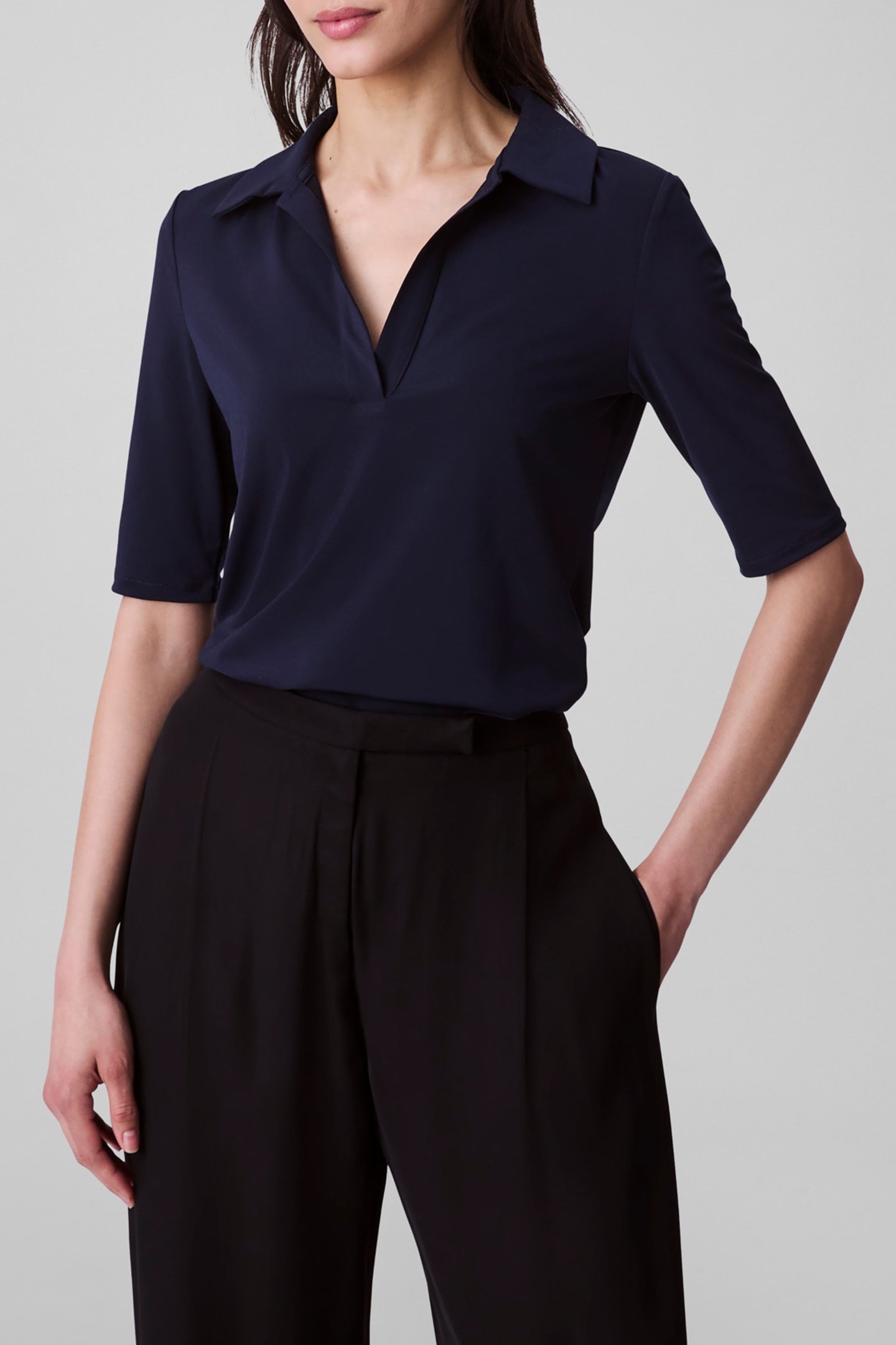 HS CREPE JERSEY SLIM FIT POLO SHIRT DARK SAPPHIRE 1