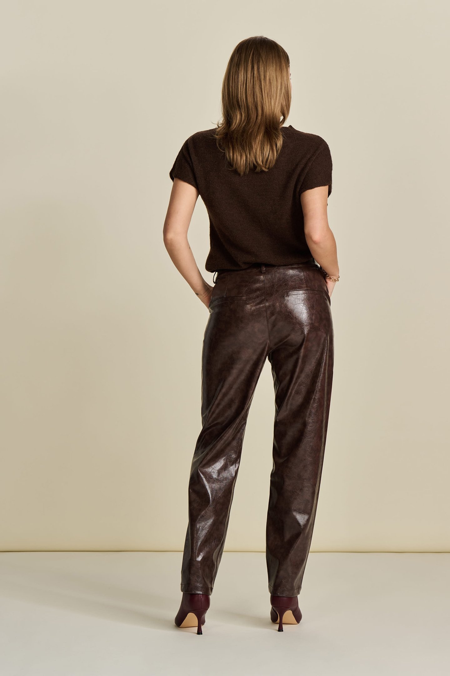 PANTS - FAUX LEATHER BROWN 2