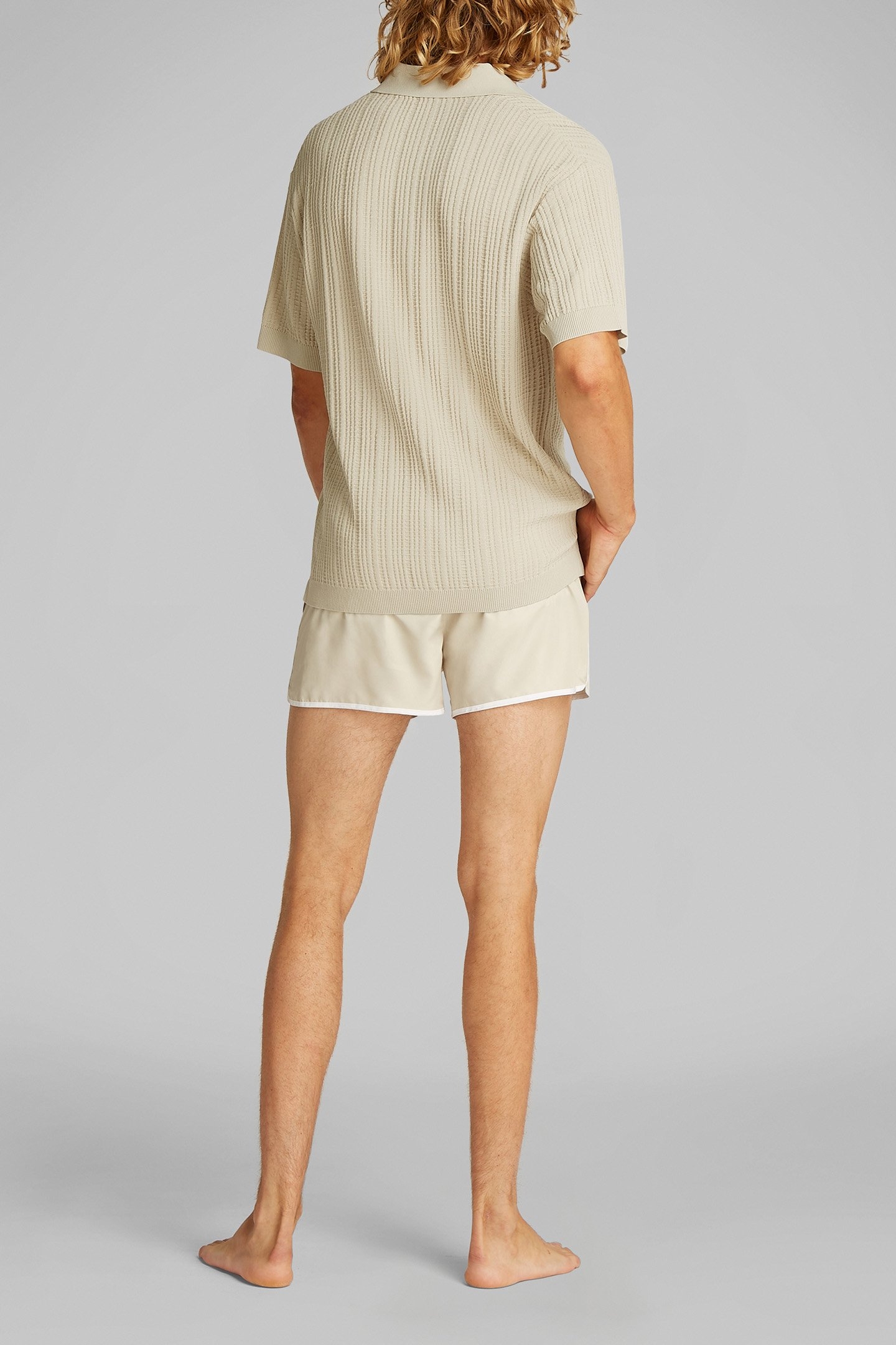 OPEN KNIT REGULAR FIT POLO SHIRT BEIGE 3