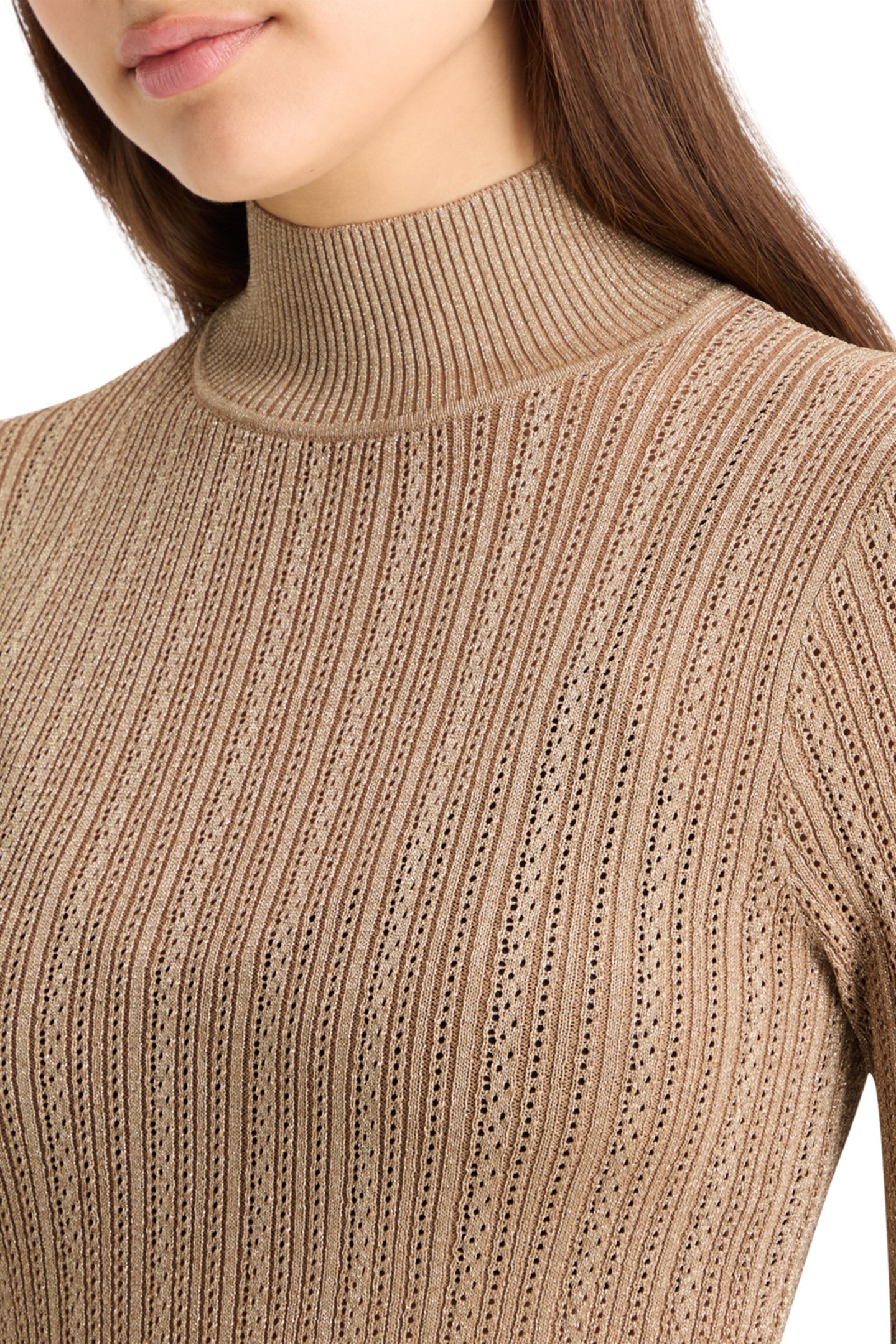 METALLIC POINTELLE FITTED PULLOVER GOLD 7