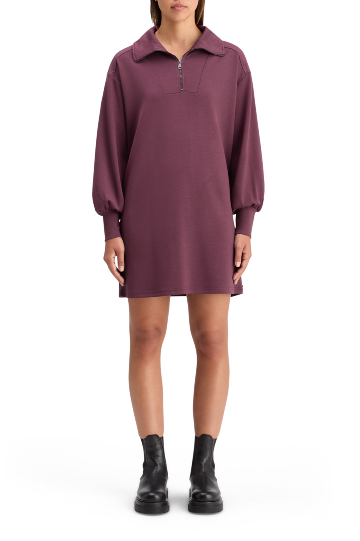 MODAL UTILITY ZIP UP DRESS BERRY 1