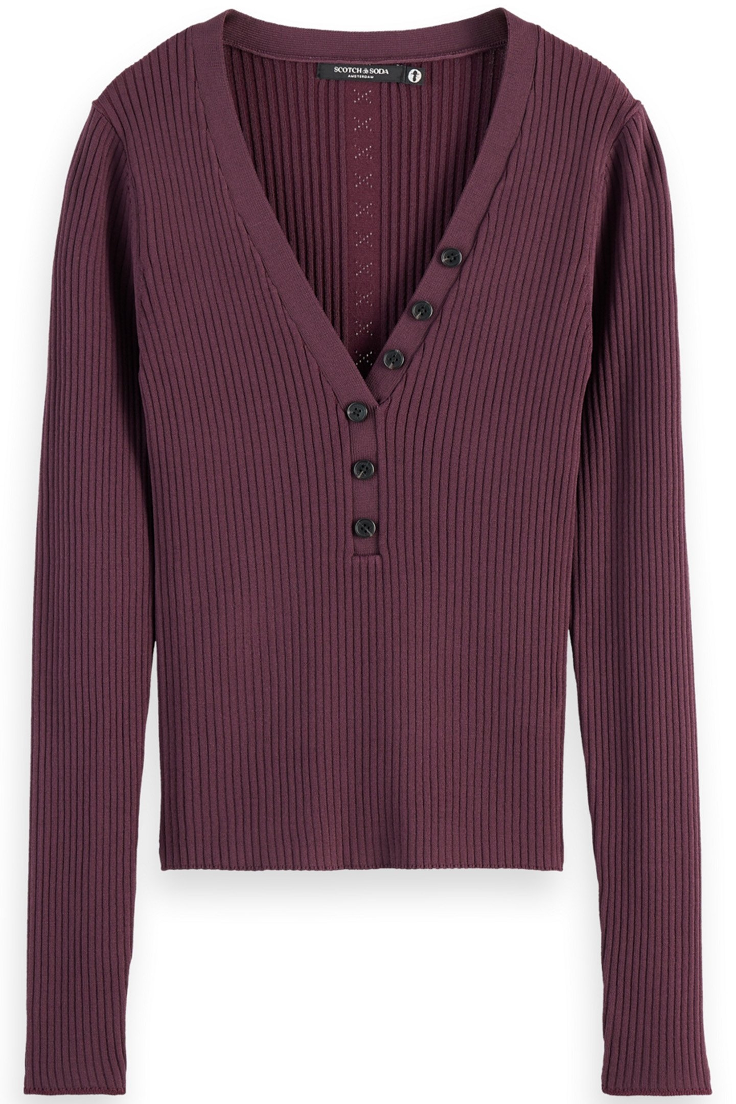 RIBBED FITTED PULLOVER BERRY 4