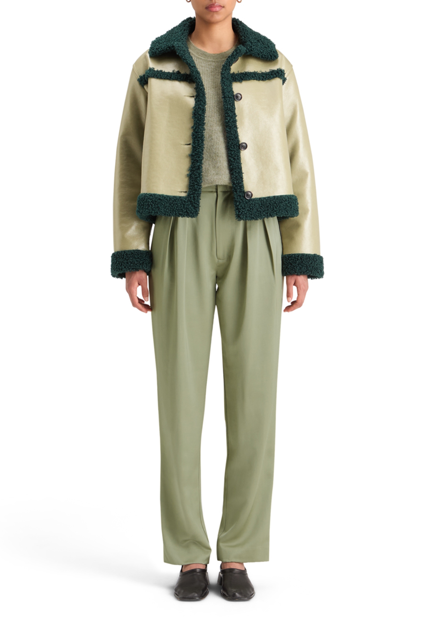 FUZZY CREW NECK PULLOVER WASHED SAGE MELANGE 7