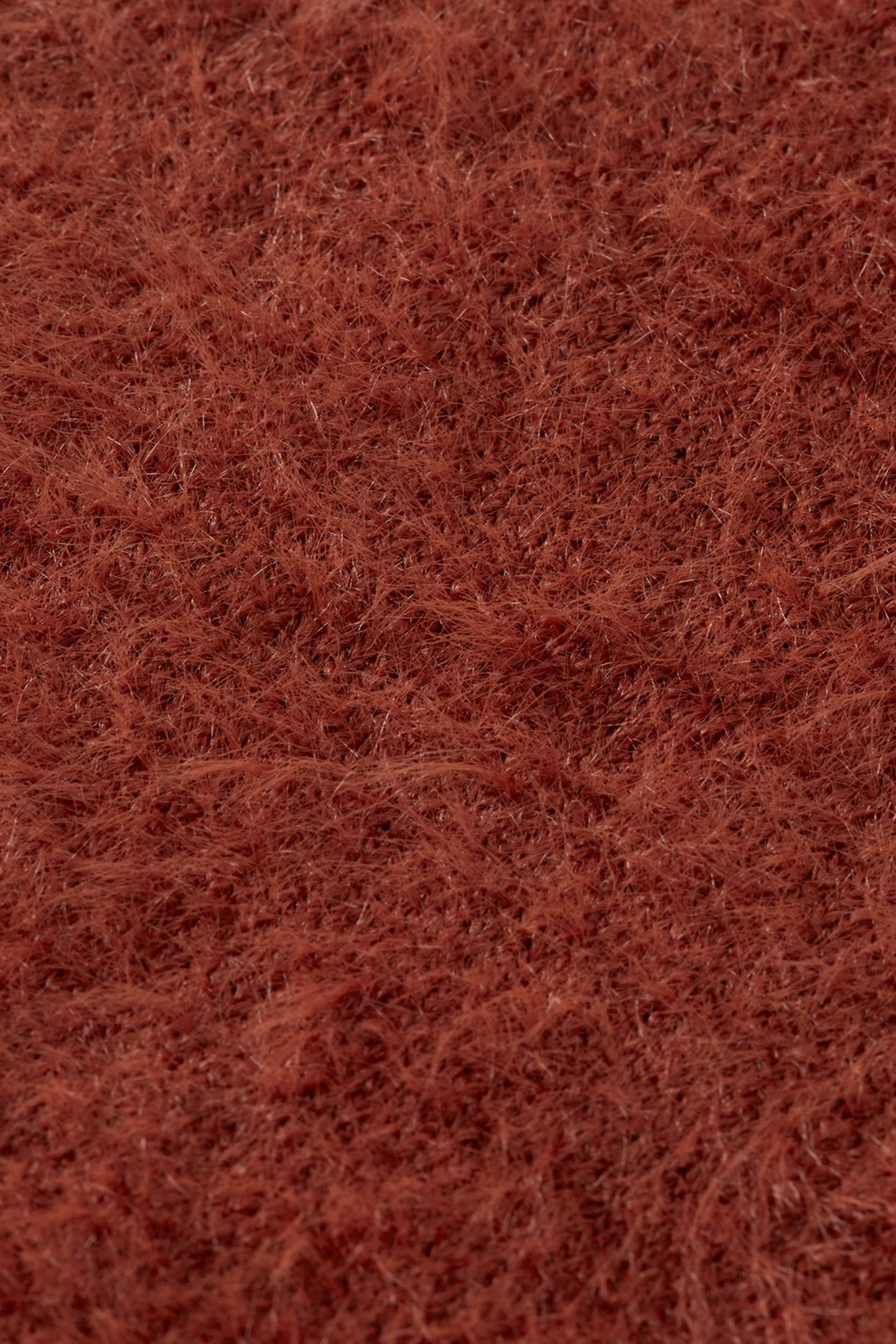 FLUFFY V-NECK RELAXED PULLOVER RUST 3