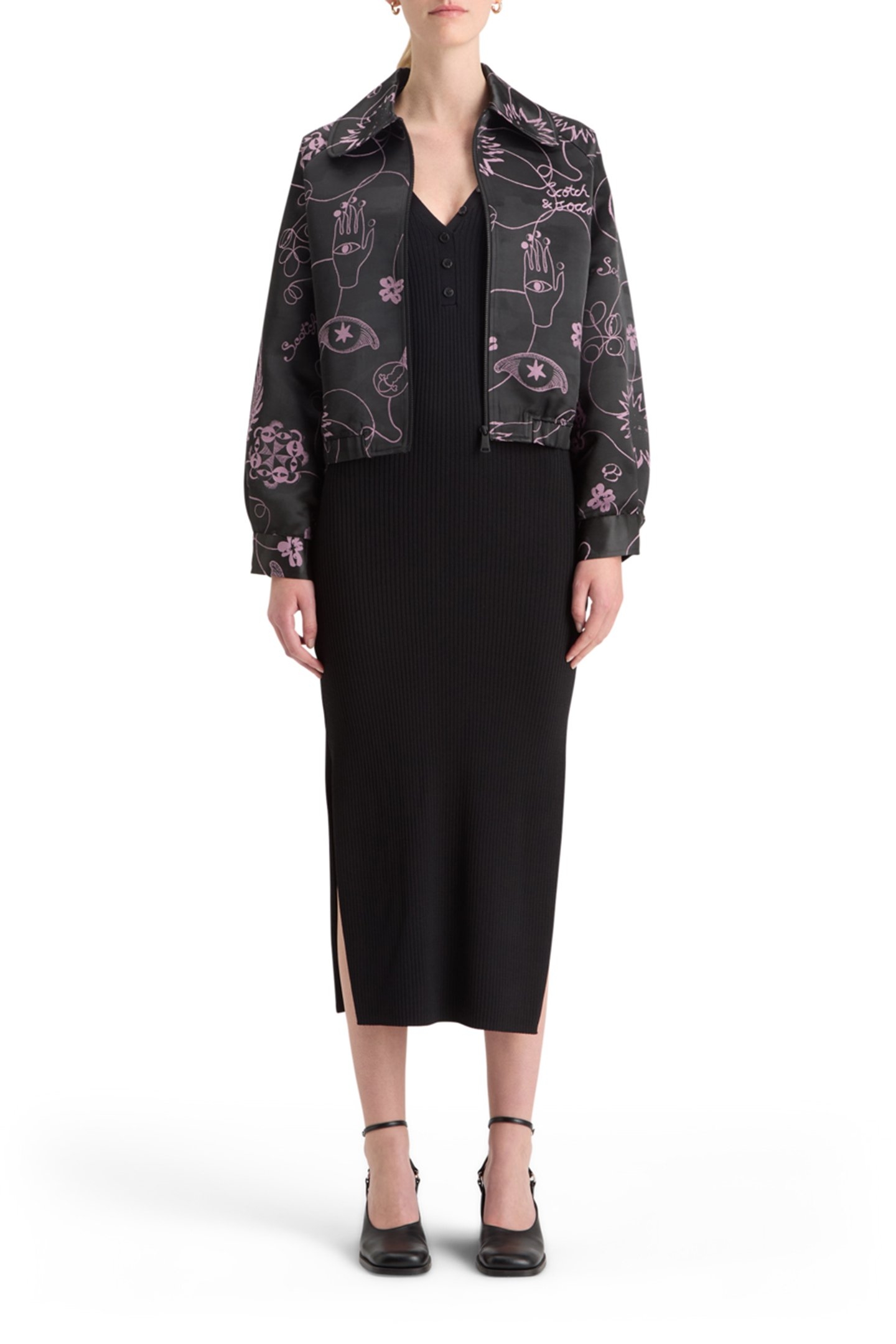 RIBBED KNITTED MIDI DRESS EVENING BLACK 7