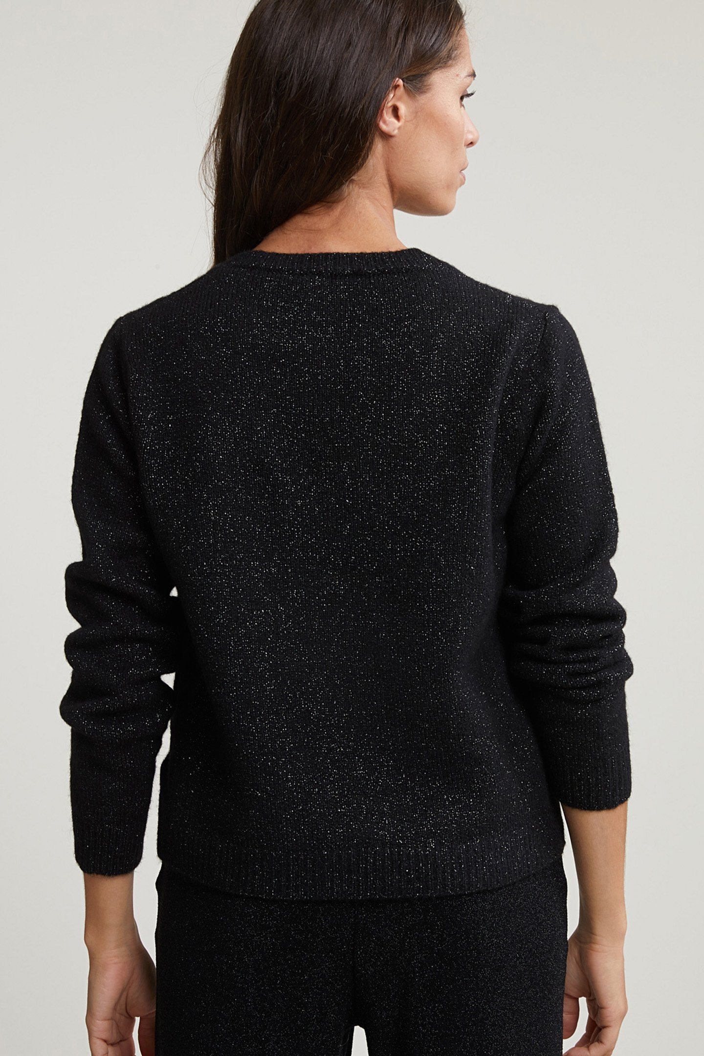 BLACK V-NECK LUREX SWEATER LONG SLEEVES 2