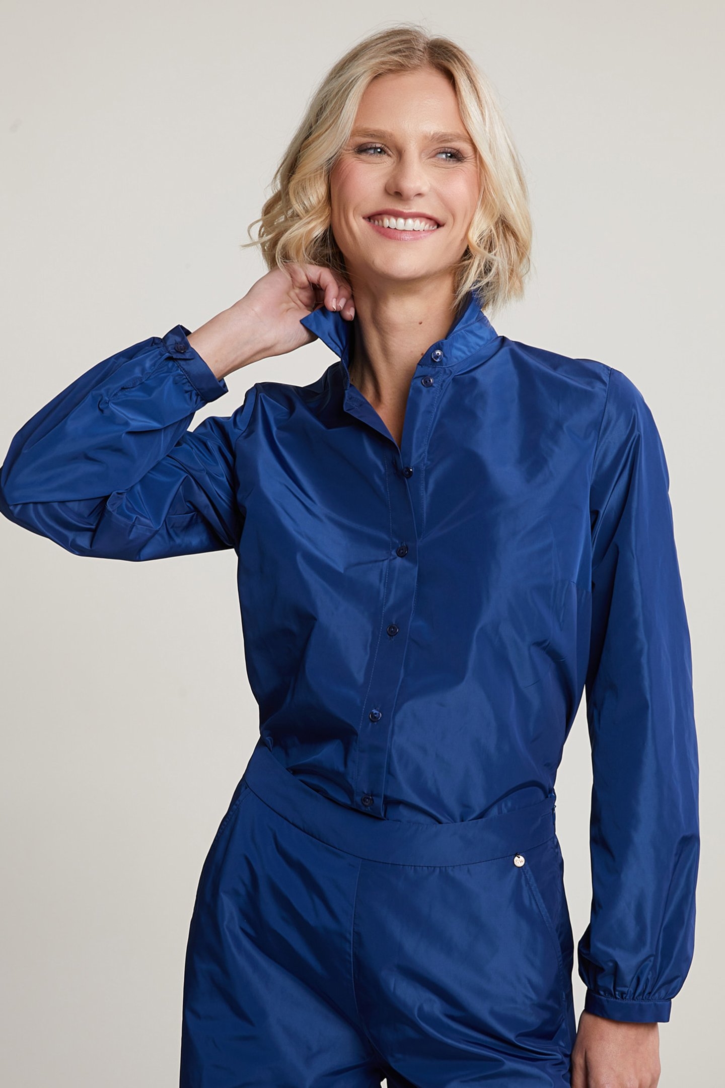 BLUE TAFFETA BLOUSE LONG SLEEVES 1