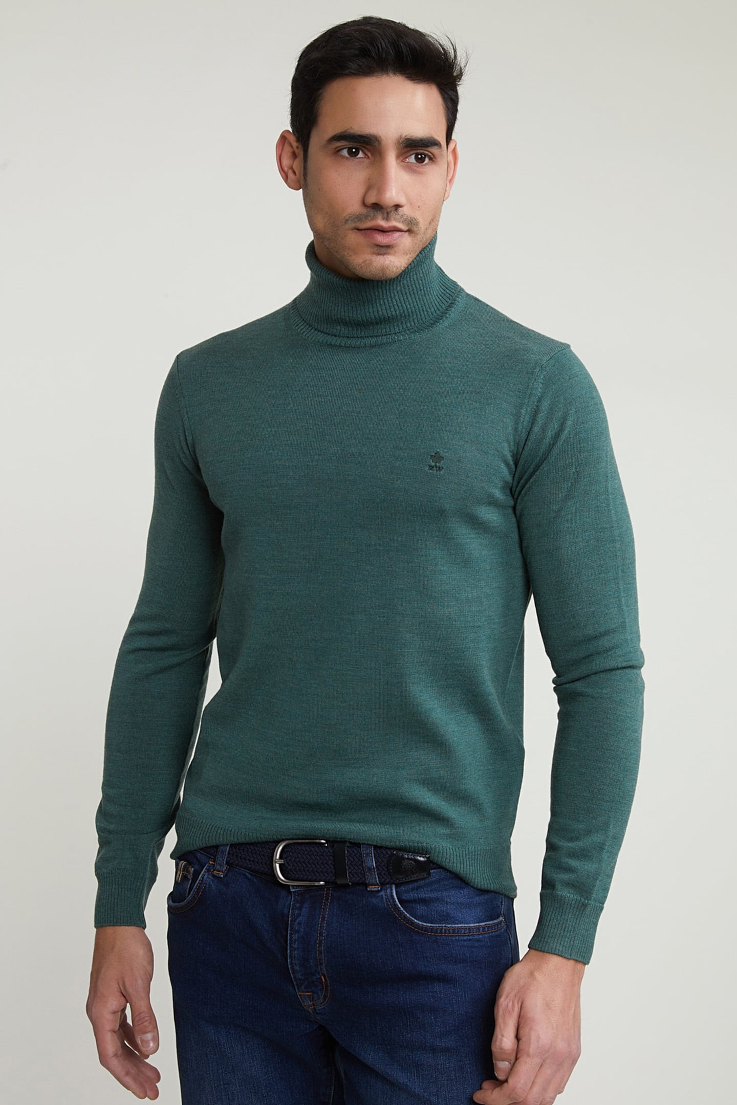 SLIM FIT BASIC MERINO ROLL NECK SWEATER DK FYNBOSS MIX 1