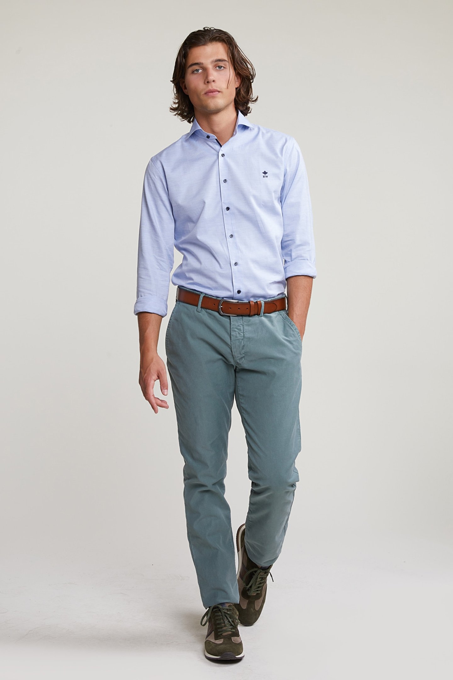 CUSTOM FIT COTTON SHIRT BLUE 3