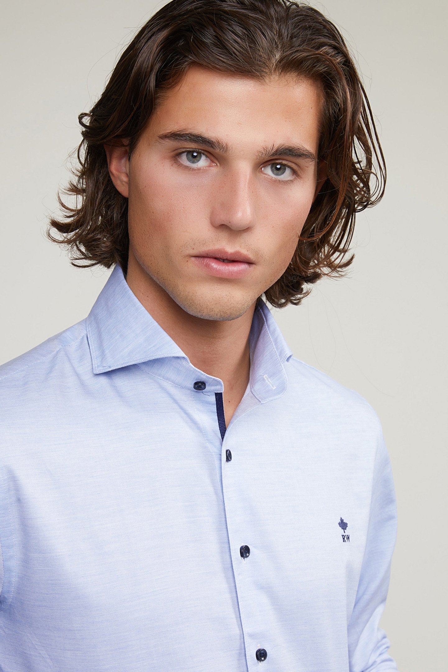 CUSTOM FIT COTTON SHIRT BLUE 4