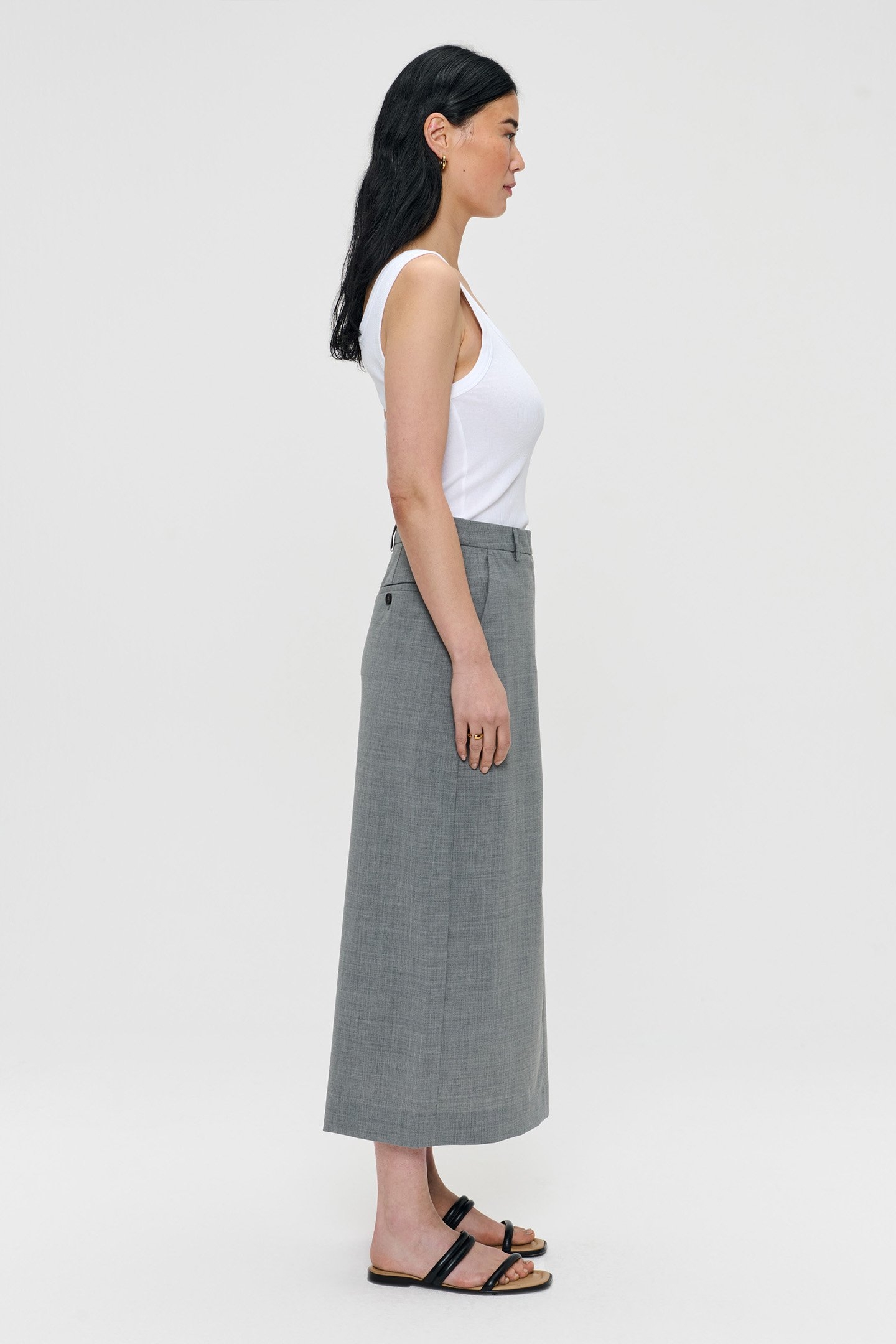TROPICAL WOOL STRAIGHT SKIRT GREY MELANGE 5