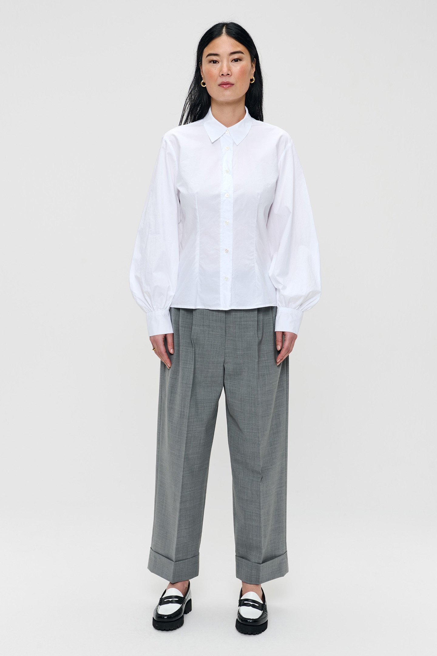 POPLIN PUFF SLEEVE SHIRT WHITE 3