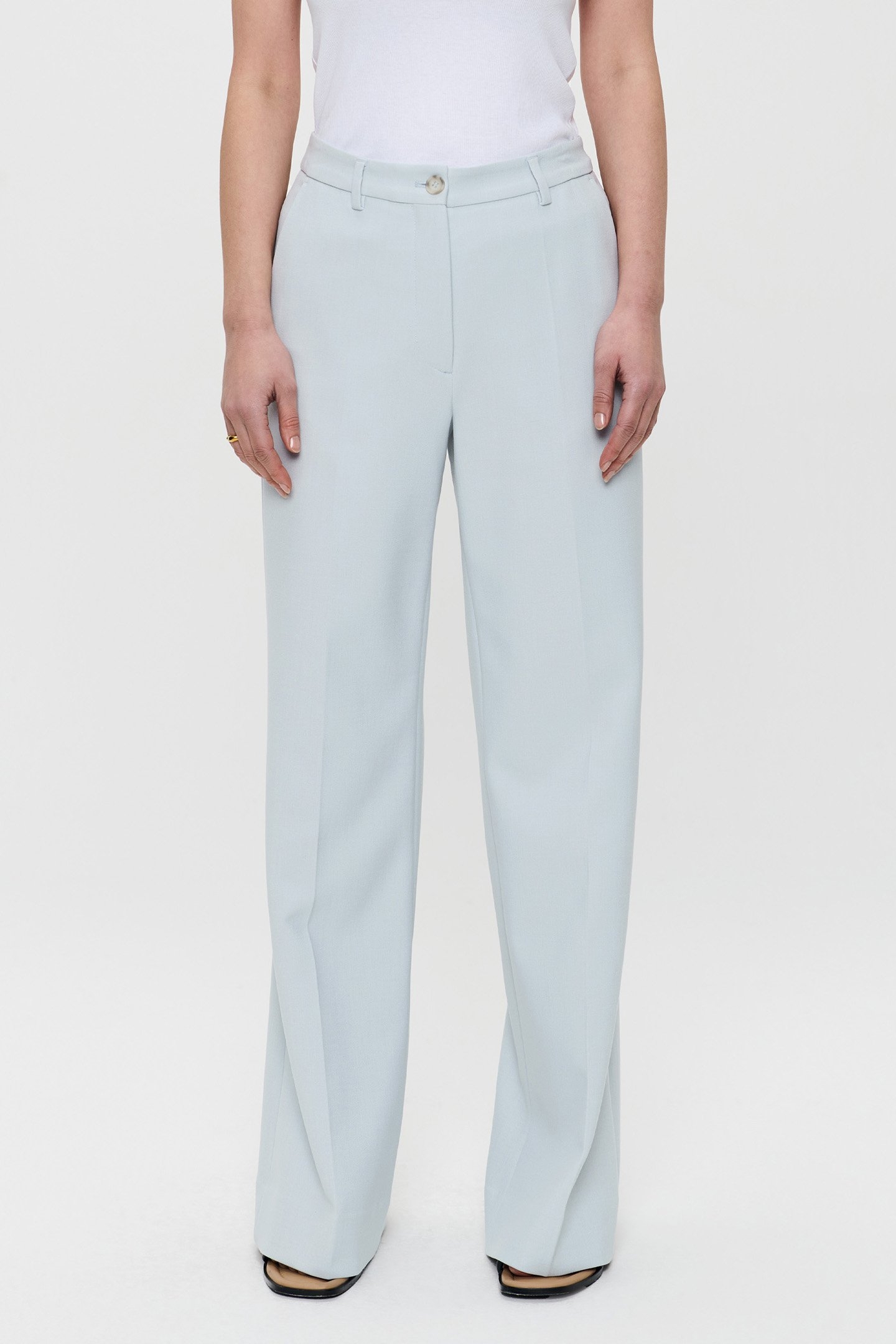 RELAXED FLARED PANTS BLUE FOG 1
