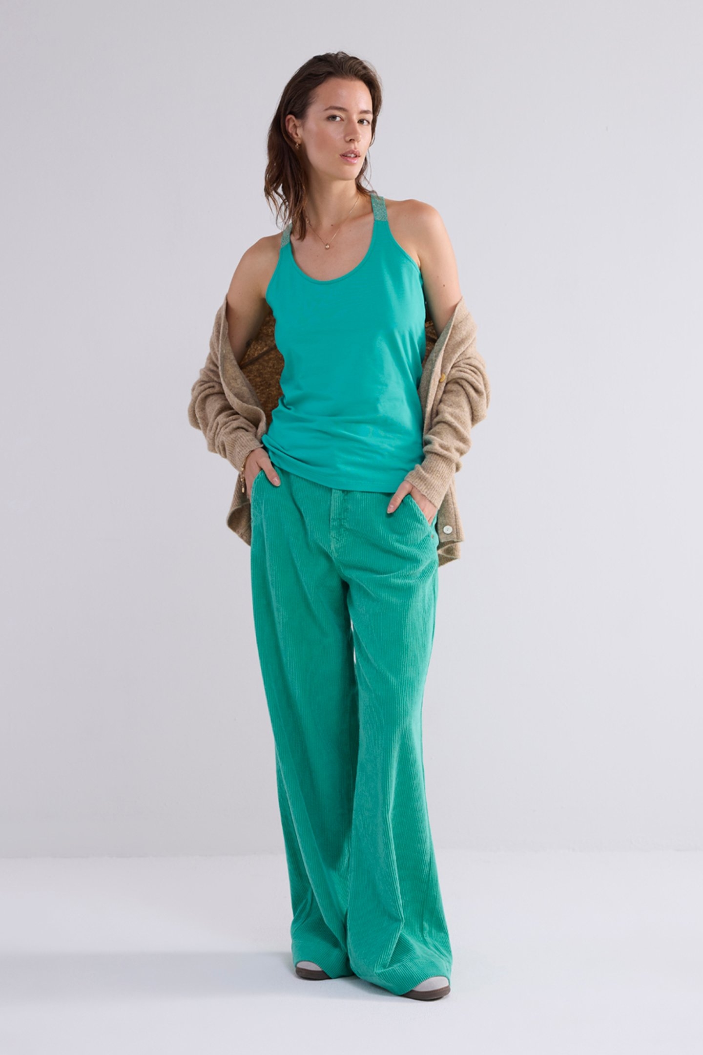 SINGLET CROSSBAND COTTON ELASTANE BASICS PEACOCK 2