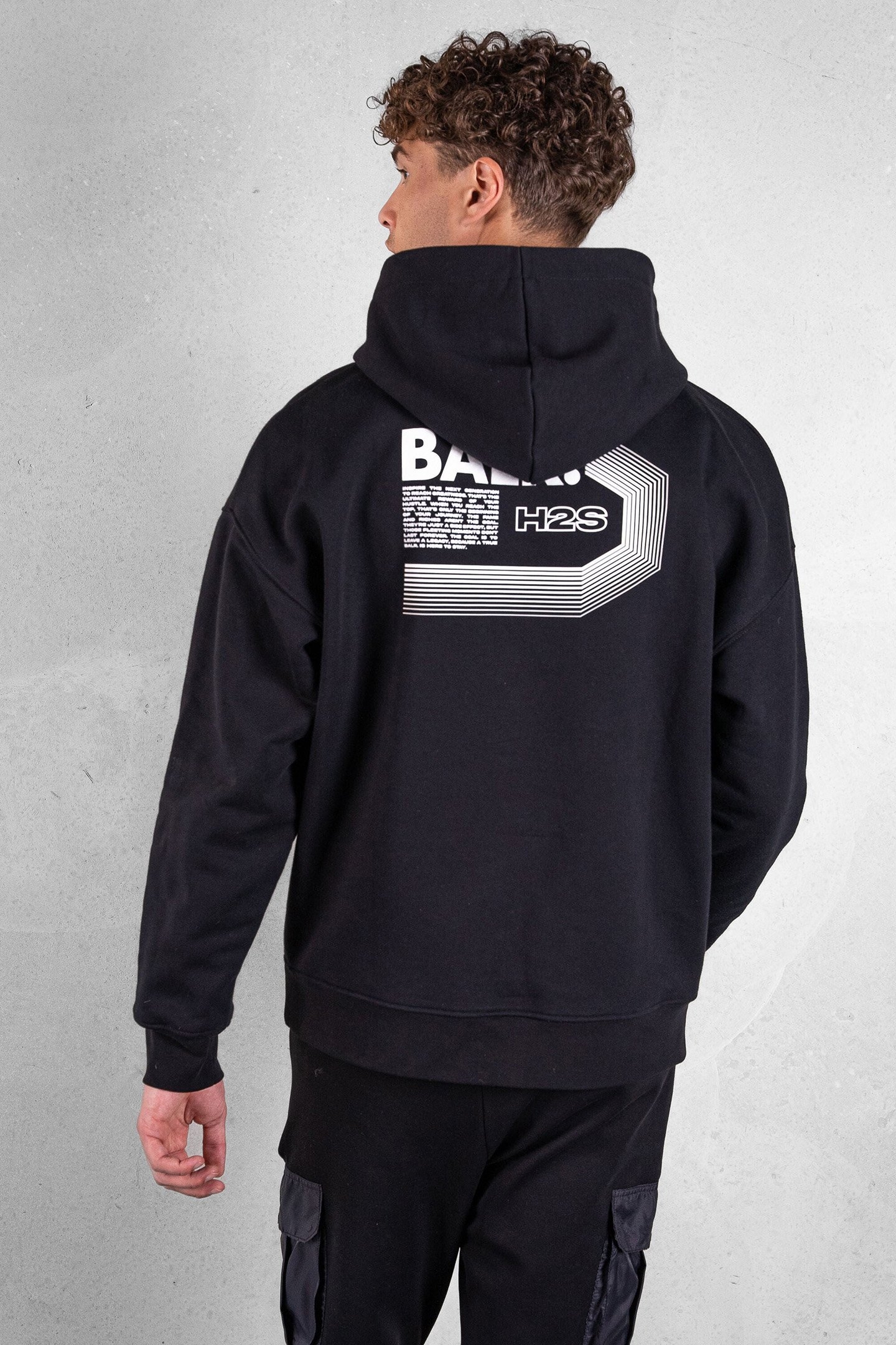 JOEY BOX HALF TRACK H2S HOODIE JET BLACK 2