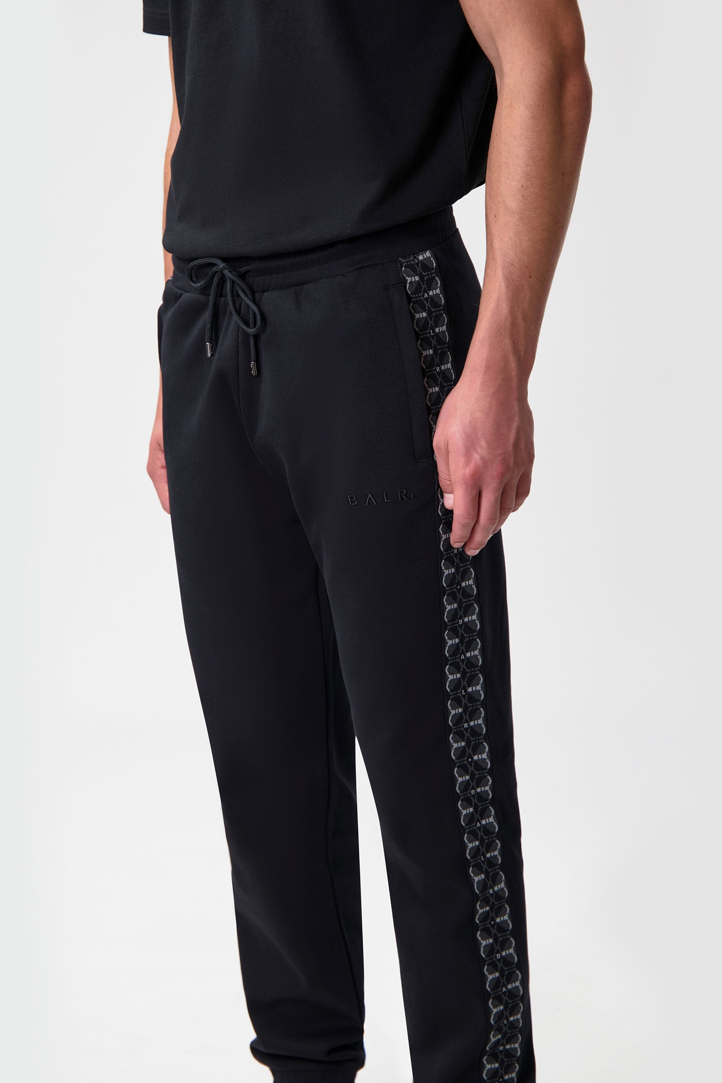 BALR. MONOGRAM TAPE REGULAR FIT TRACK PANTS JET BLACK 6