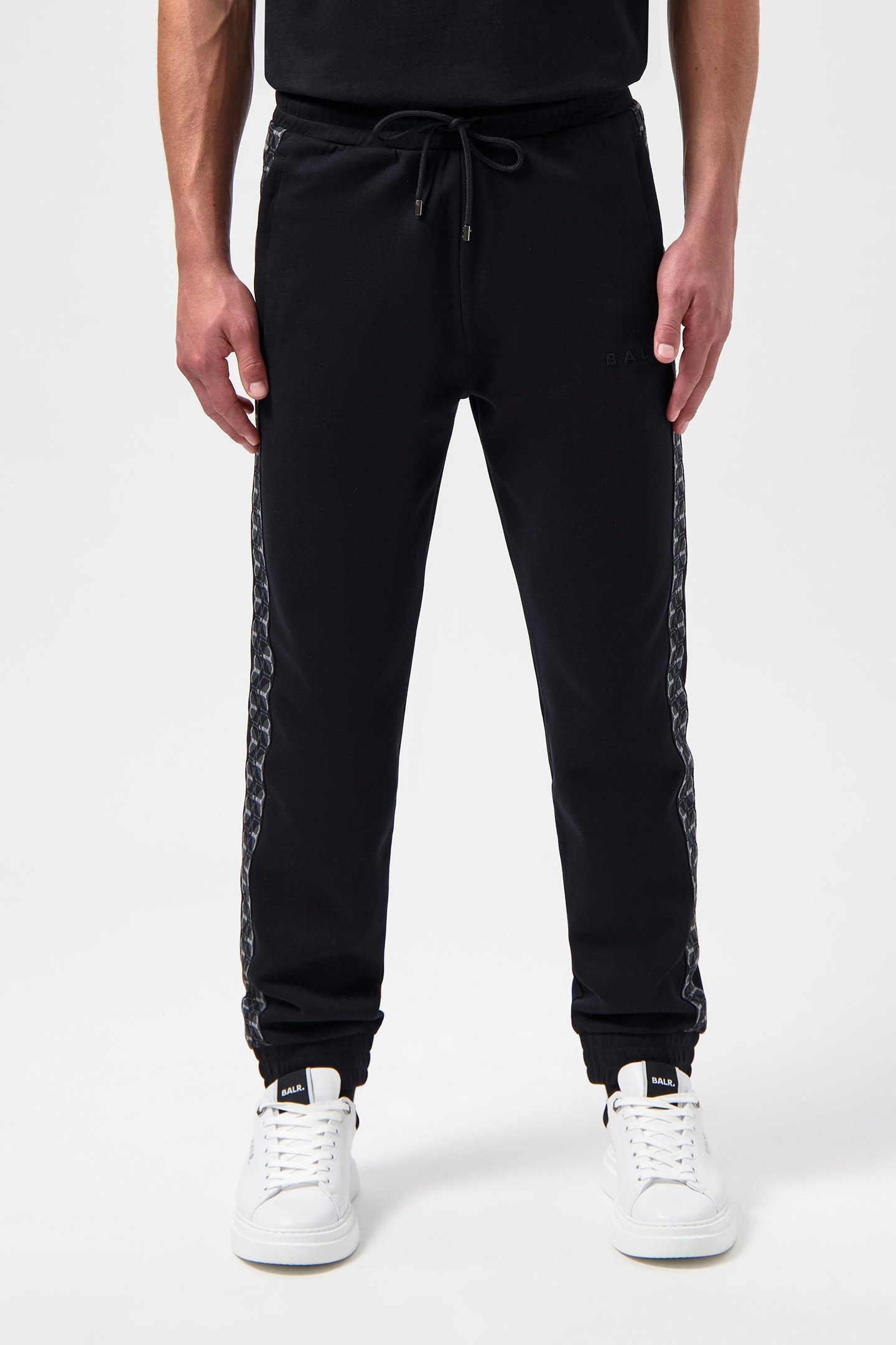 BALR. MONOGRAM TAPE REGULAR FIT TRACK PANTS JET BLACK 1